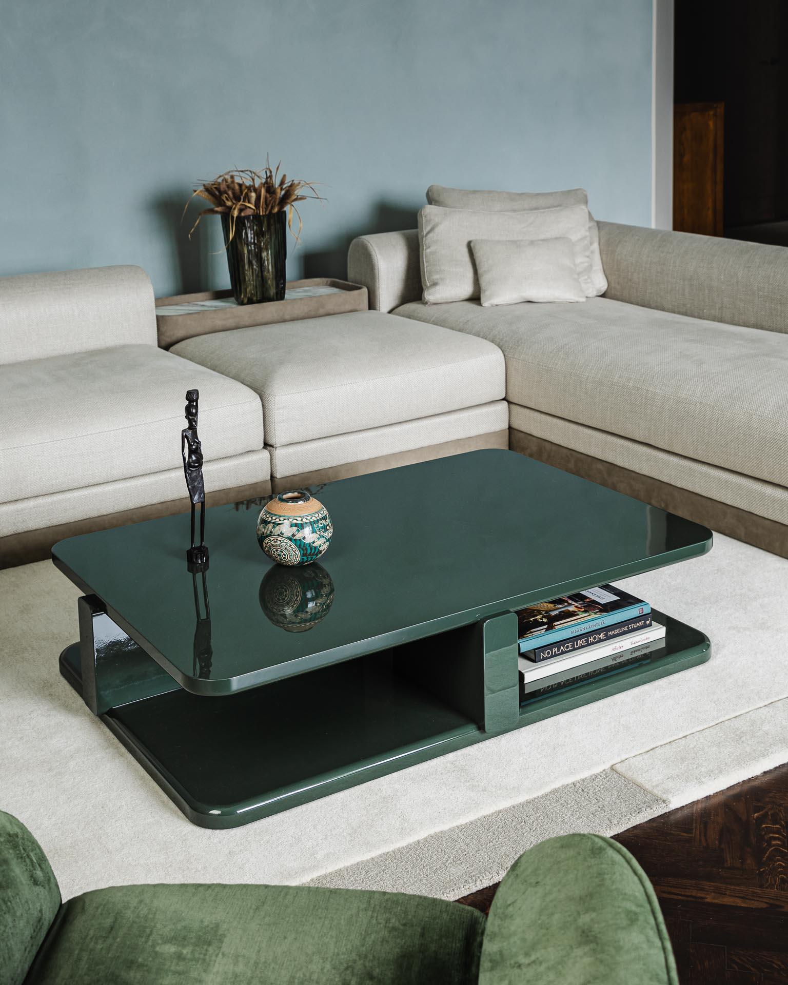 Contemporary Coffee Table 'Profondo' by Poiat, Fir Green For Sale 2