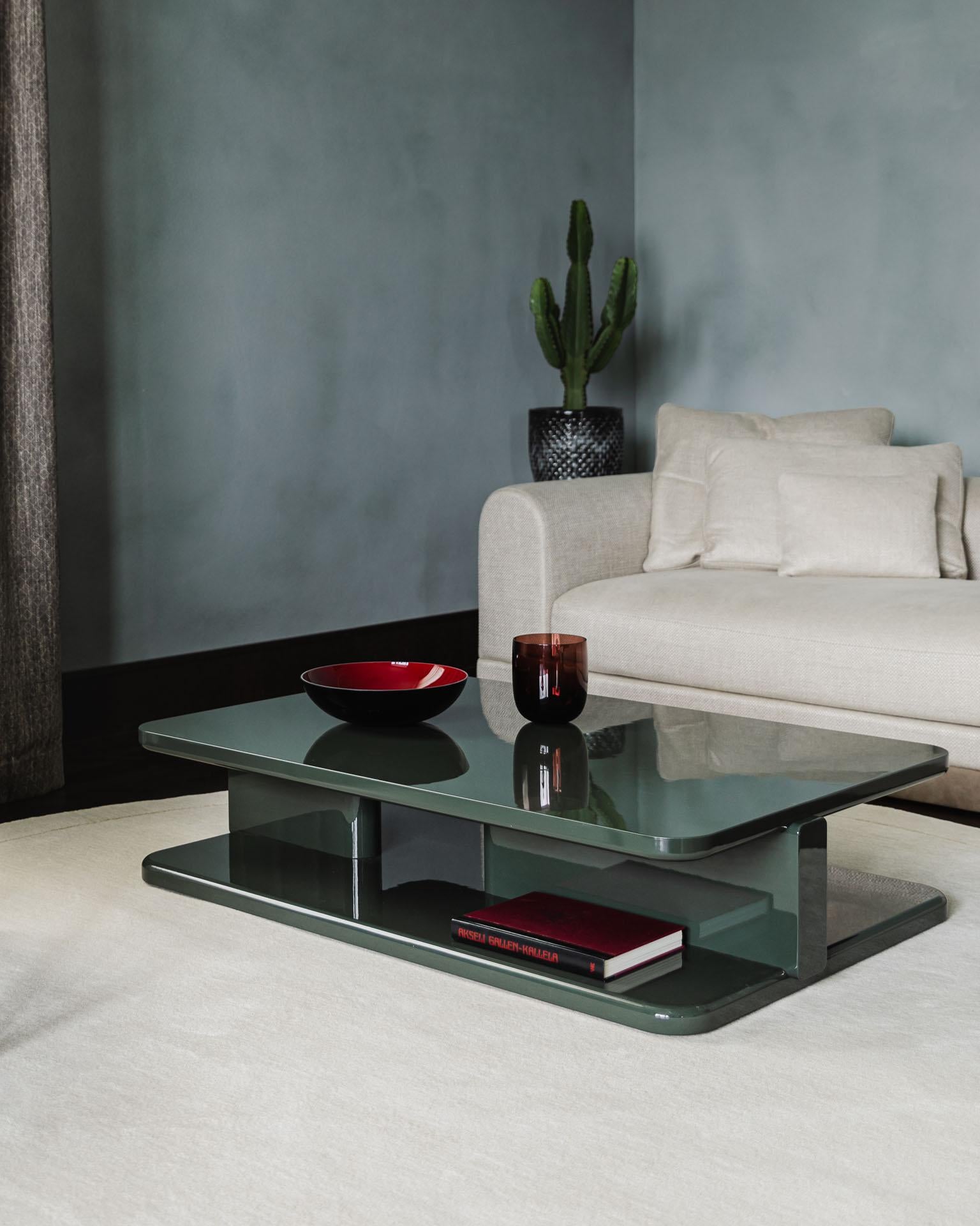Contemporary Coffee Table 'Profondo' by Poiat, Fir Green For Sale 3