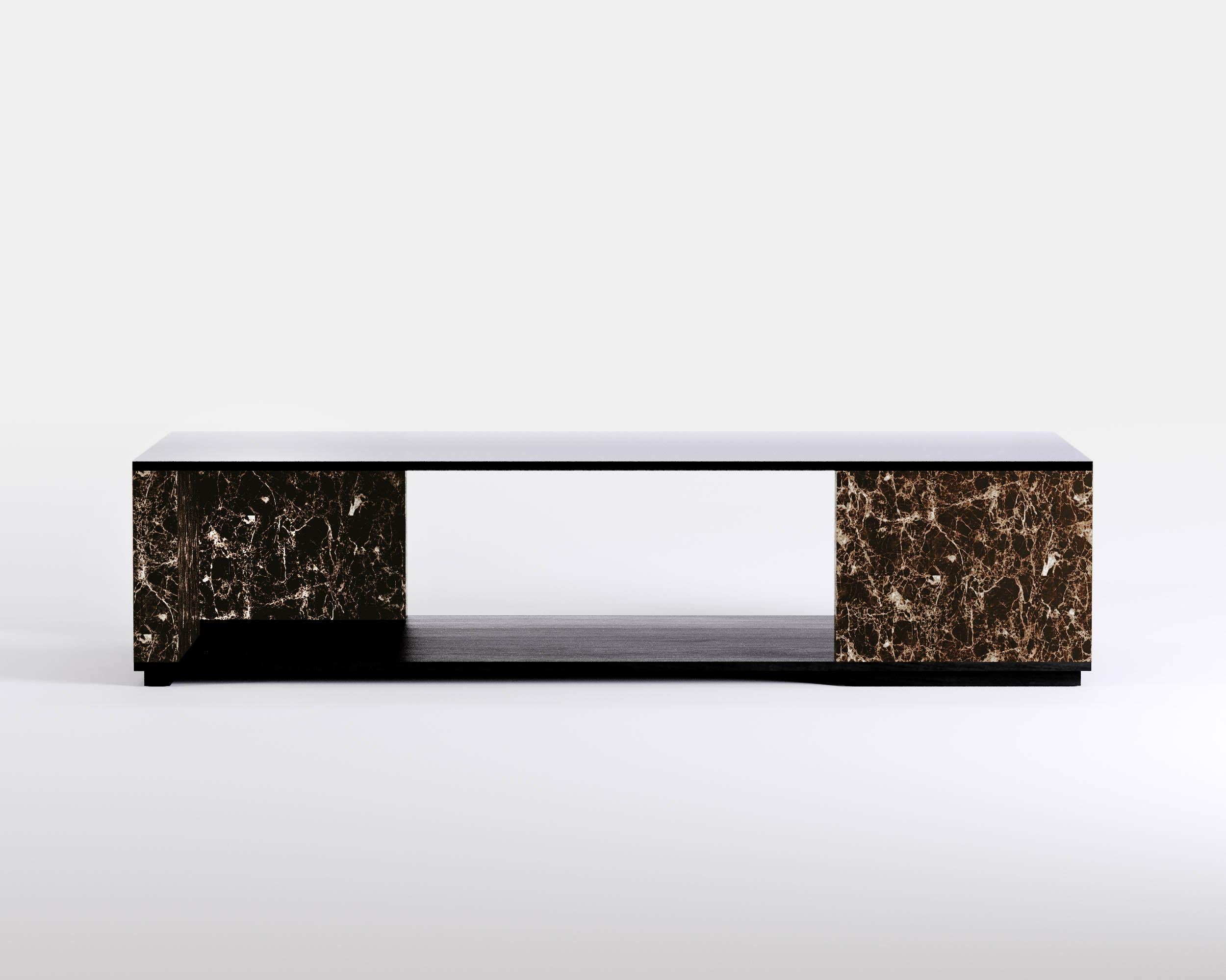 Contemporary Coffee Table 'Quattropietre', Emperador Marble, Rectangular In New Condition For Sale In Paris, FR