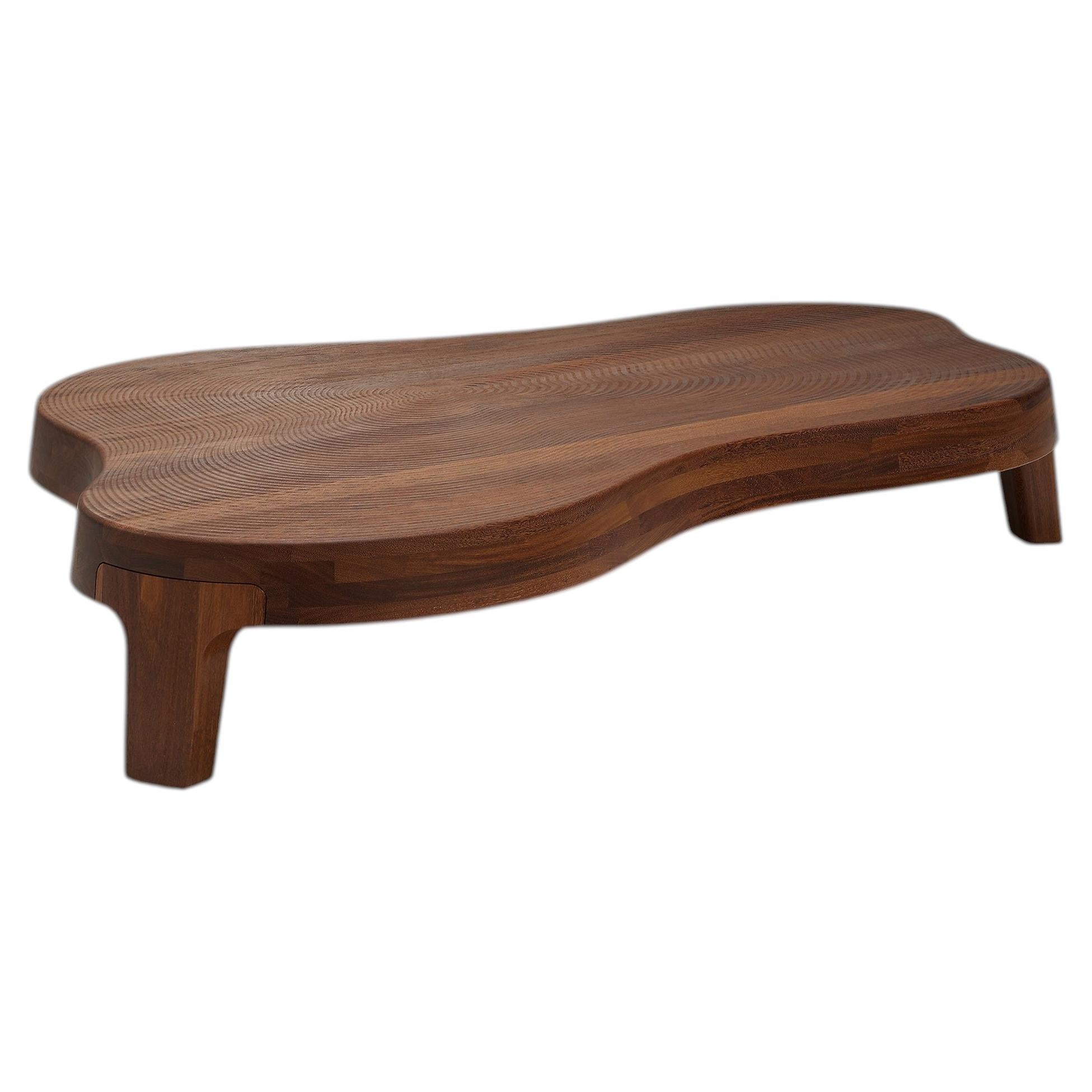 Contemporary Coffee Table 'Isola' by LINTELOO, 135-85 Sucupira Natural w/ rings