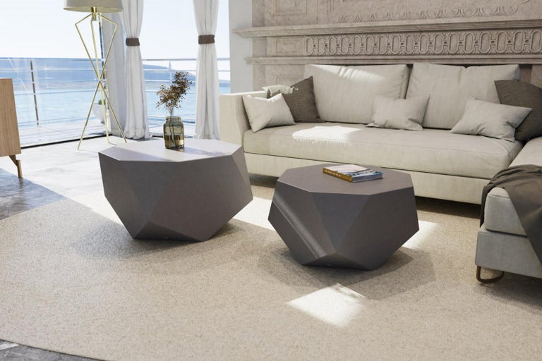 Contemporary Coffee Table Set of 2, Matt Grey For Sale at 1stDibs