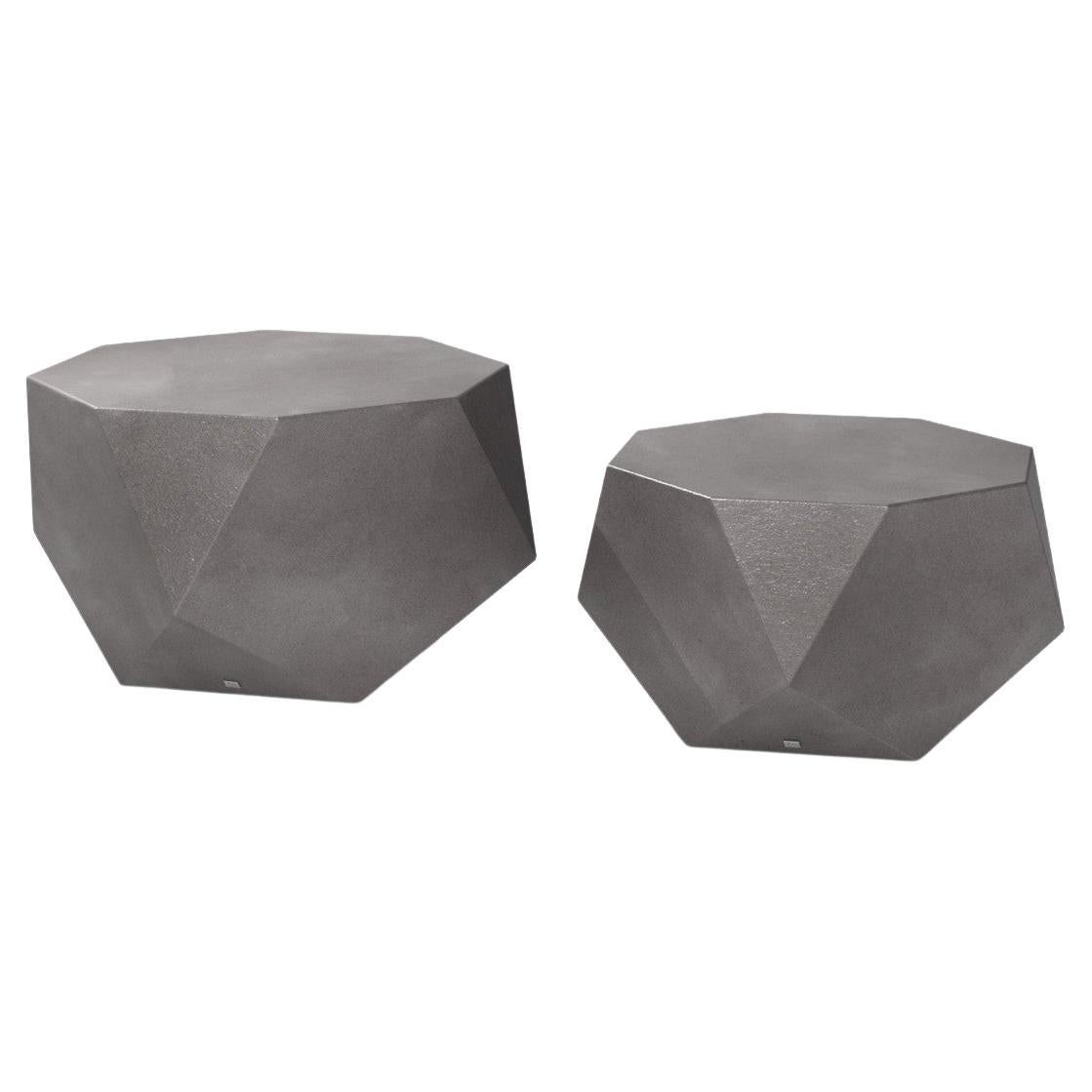 Contemporary Coffee Table Set of 2, Matt Grey For Sale