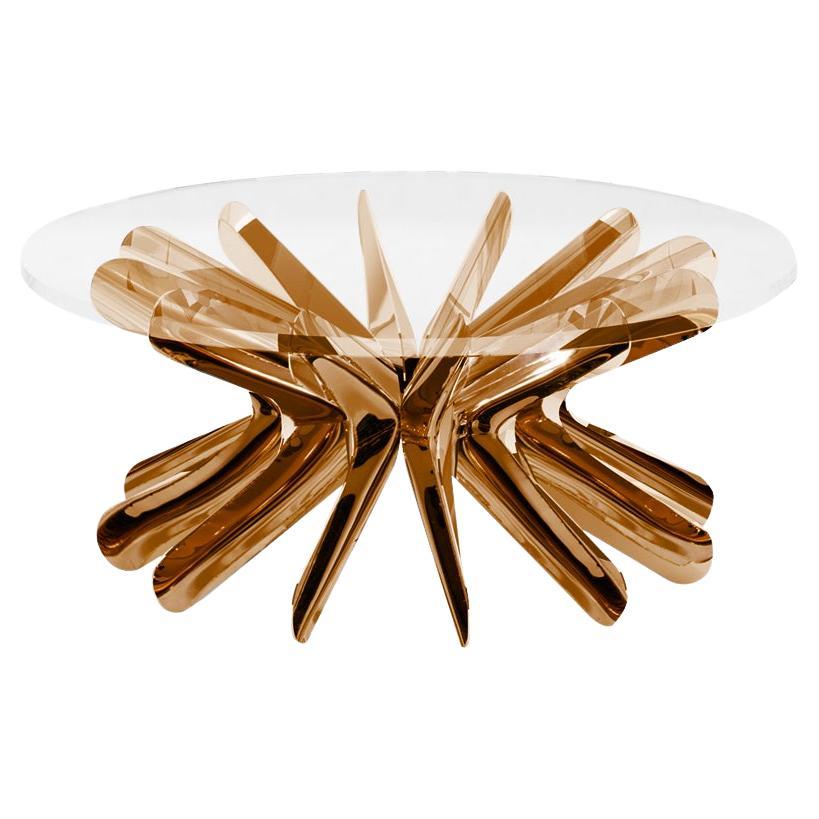 Table basse contemporaine « Steel in Rotation n° 1 » de Zieta, grande, cuivre