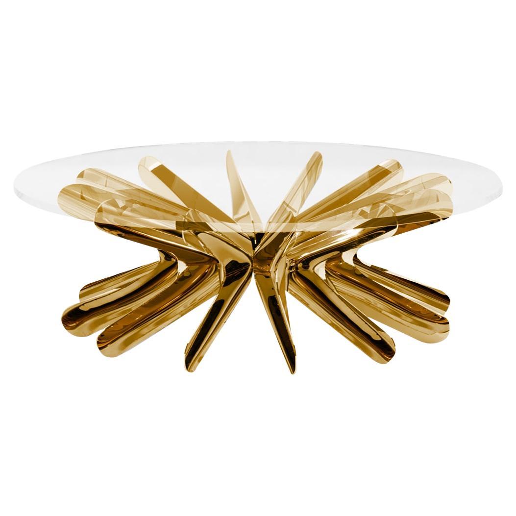 Contemporary Coffee Table 'Steel in Rotation No. 1' by Zieta, Large, Flamed Gold For Sale