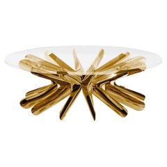Contemporary Coffee Table 'Steel in Rotation No. 1' by Zieta, Large, Flamed Gold