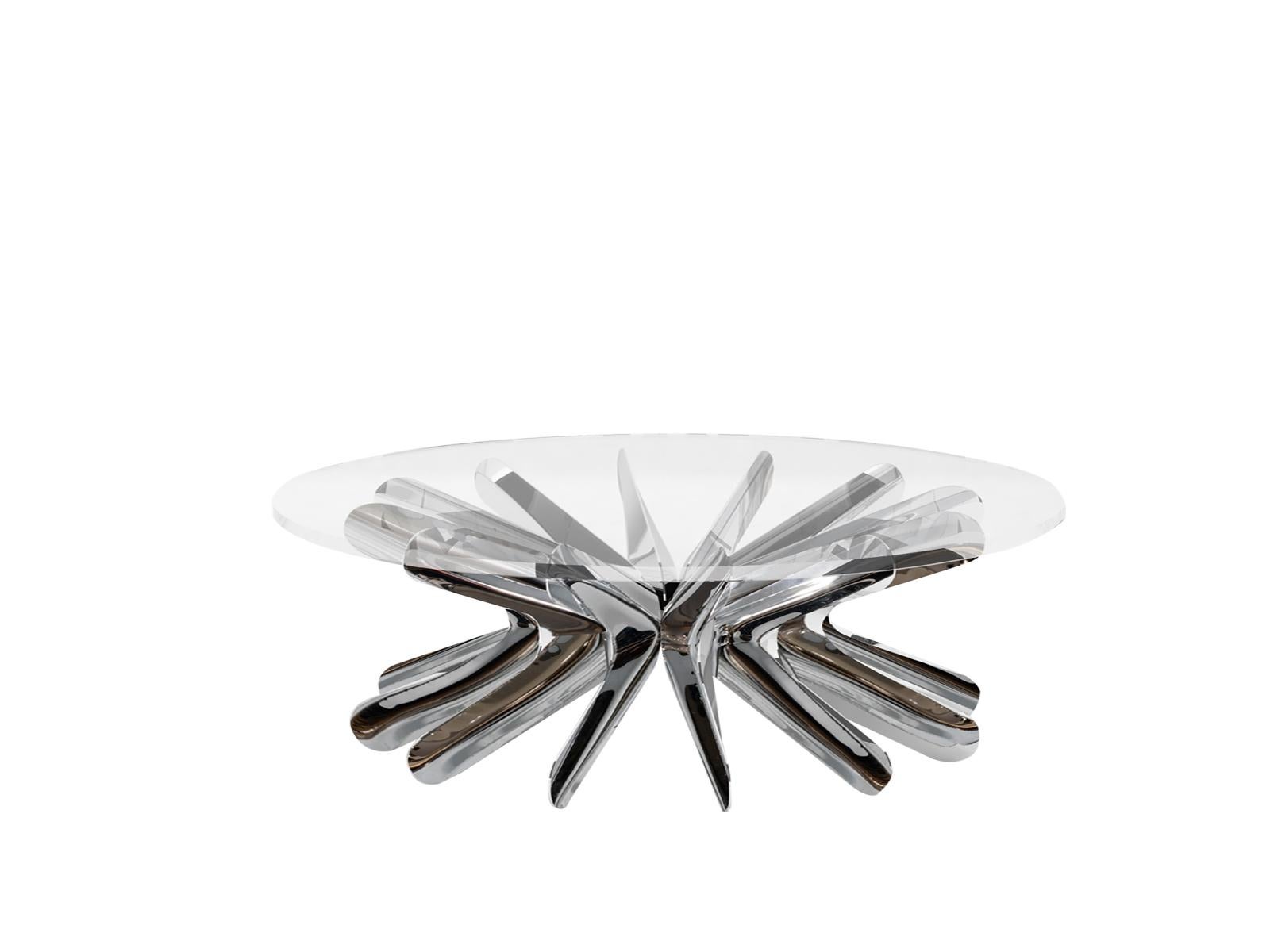 Organic Modern Contemporary Coffee Table 'Steel in Rotation No. 1' by Zieta, Small, Flamed Gold For Sale