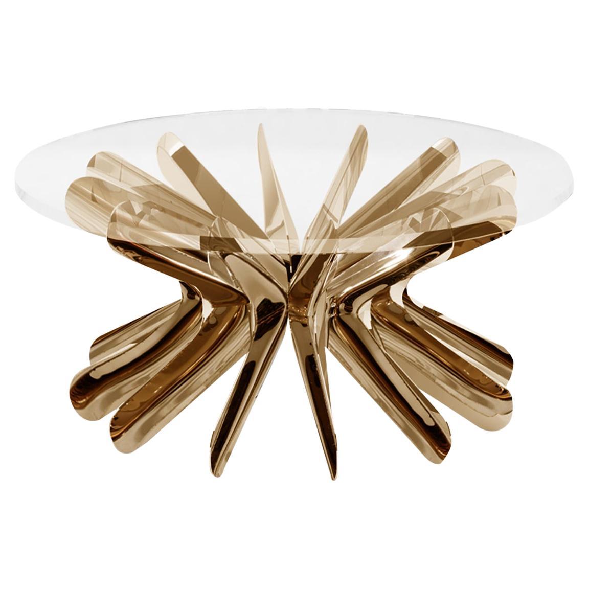 Contemporary Coffee Table 'Steel in Rotation No. 1' by Zieta, Small, Flamed Gold For Sale