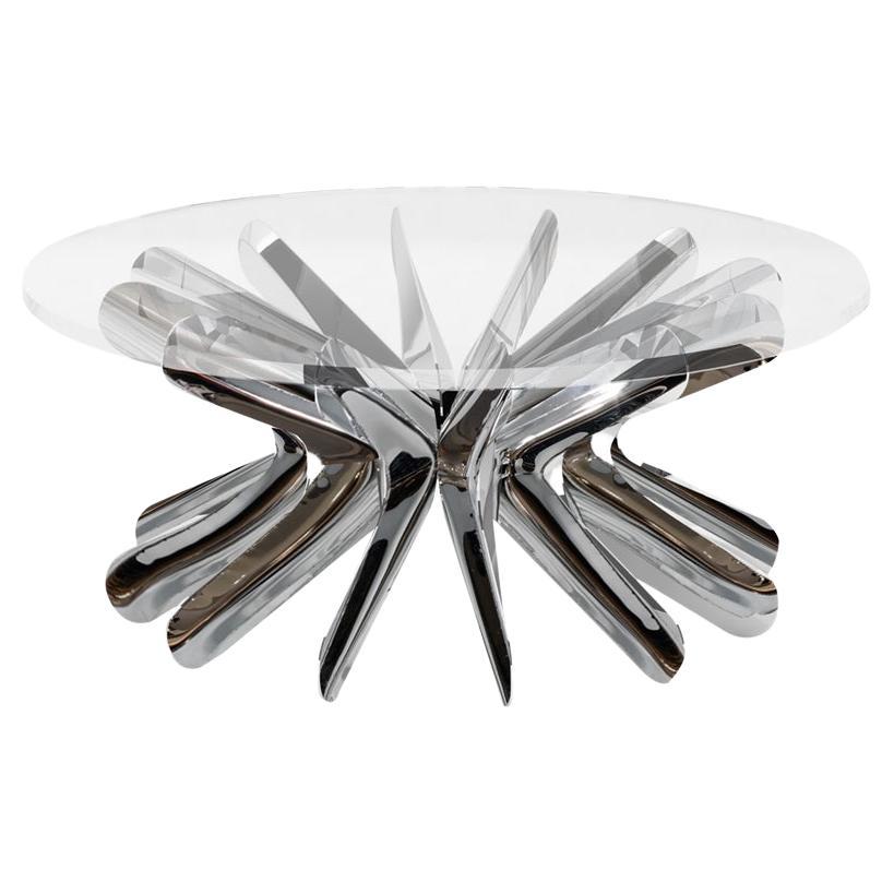 Contemporary Coffee Table 'Steel in Rotation No. 1' by Zieta, Stainless Steel For Sale