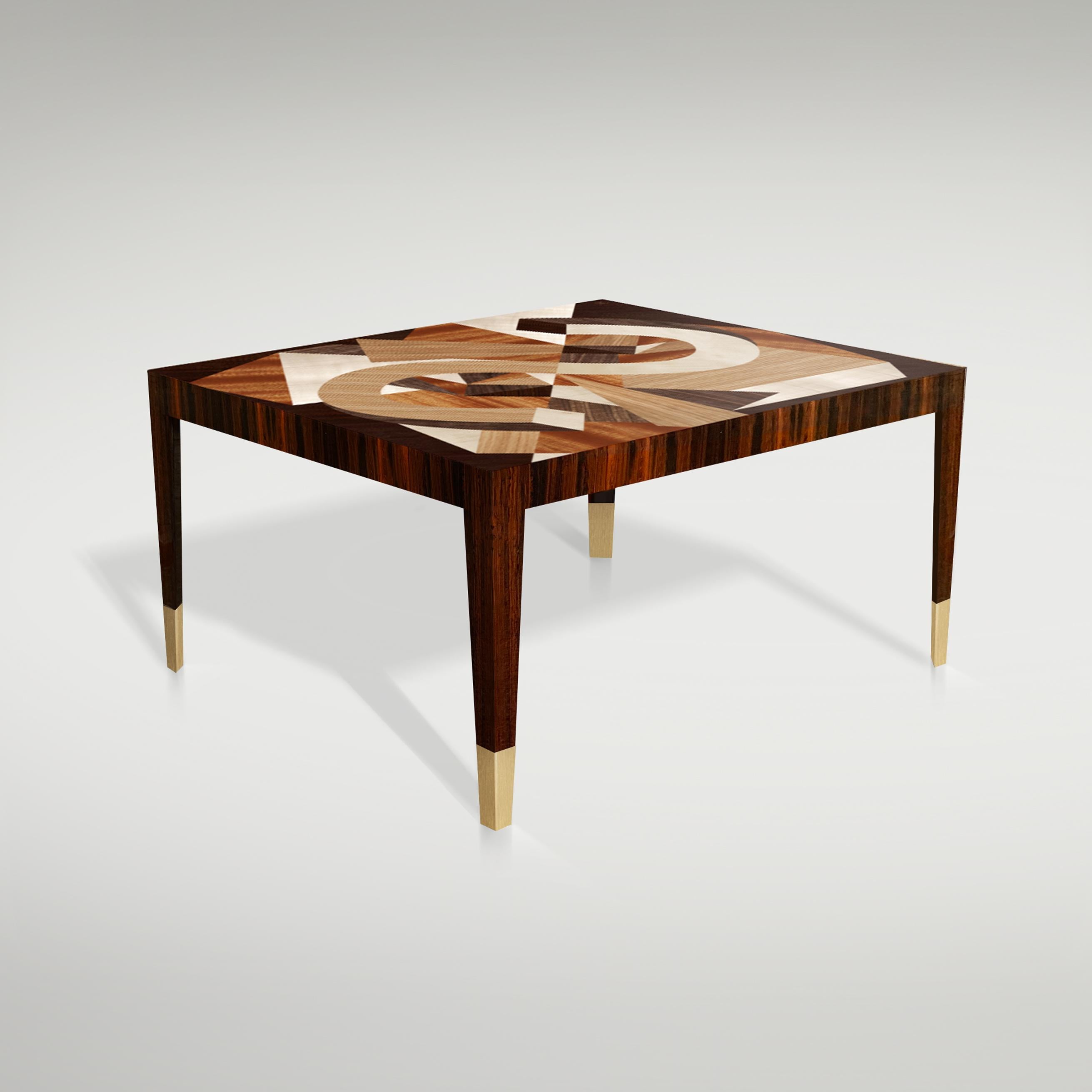 Miroir, table basse, marqueterie artistique, mobilier contemporain, bois noble, design italien.  
mirror