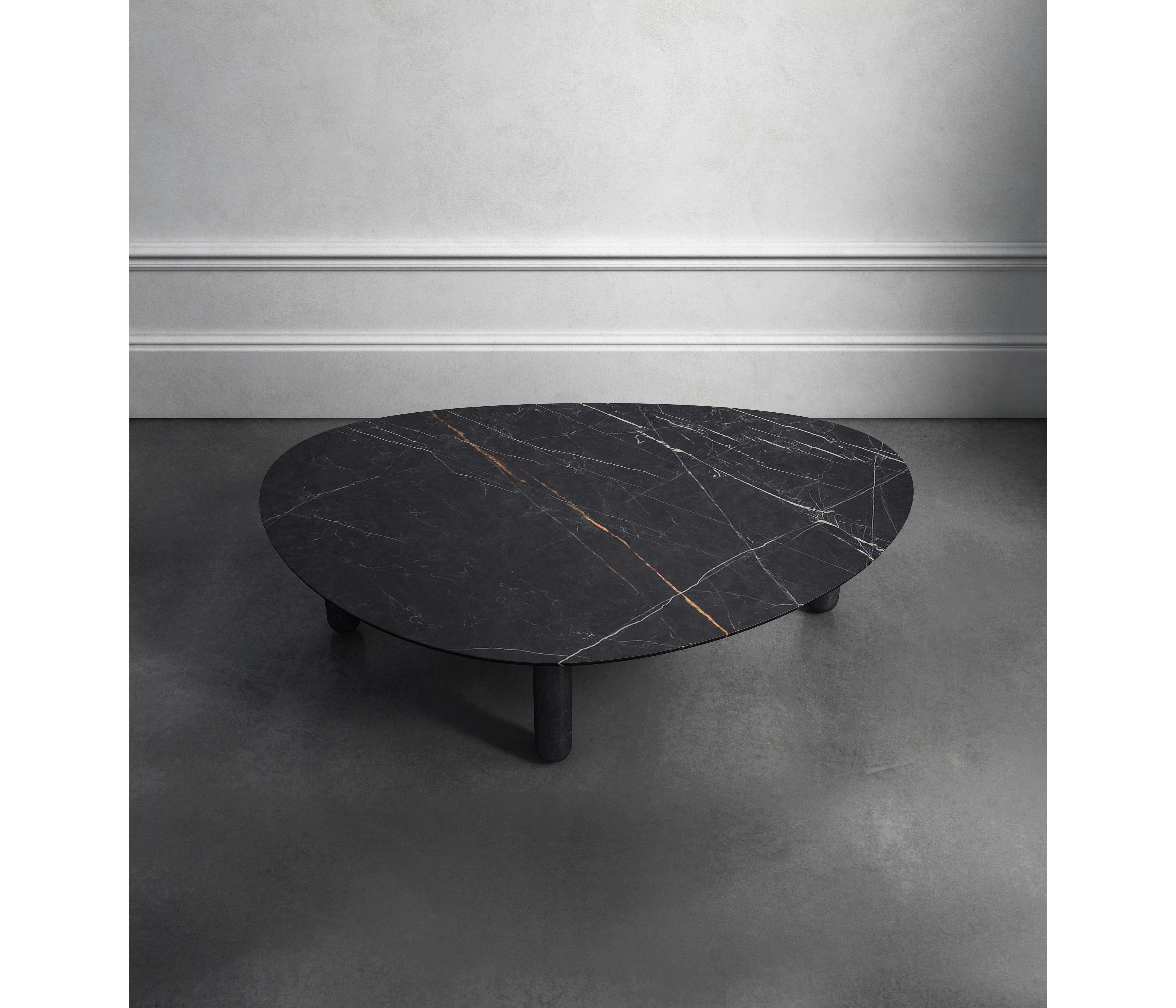 Modern Contemporary Coffee Table Three Legs Rounded Marble For Sale