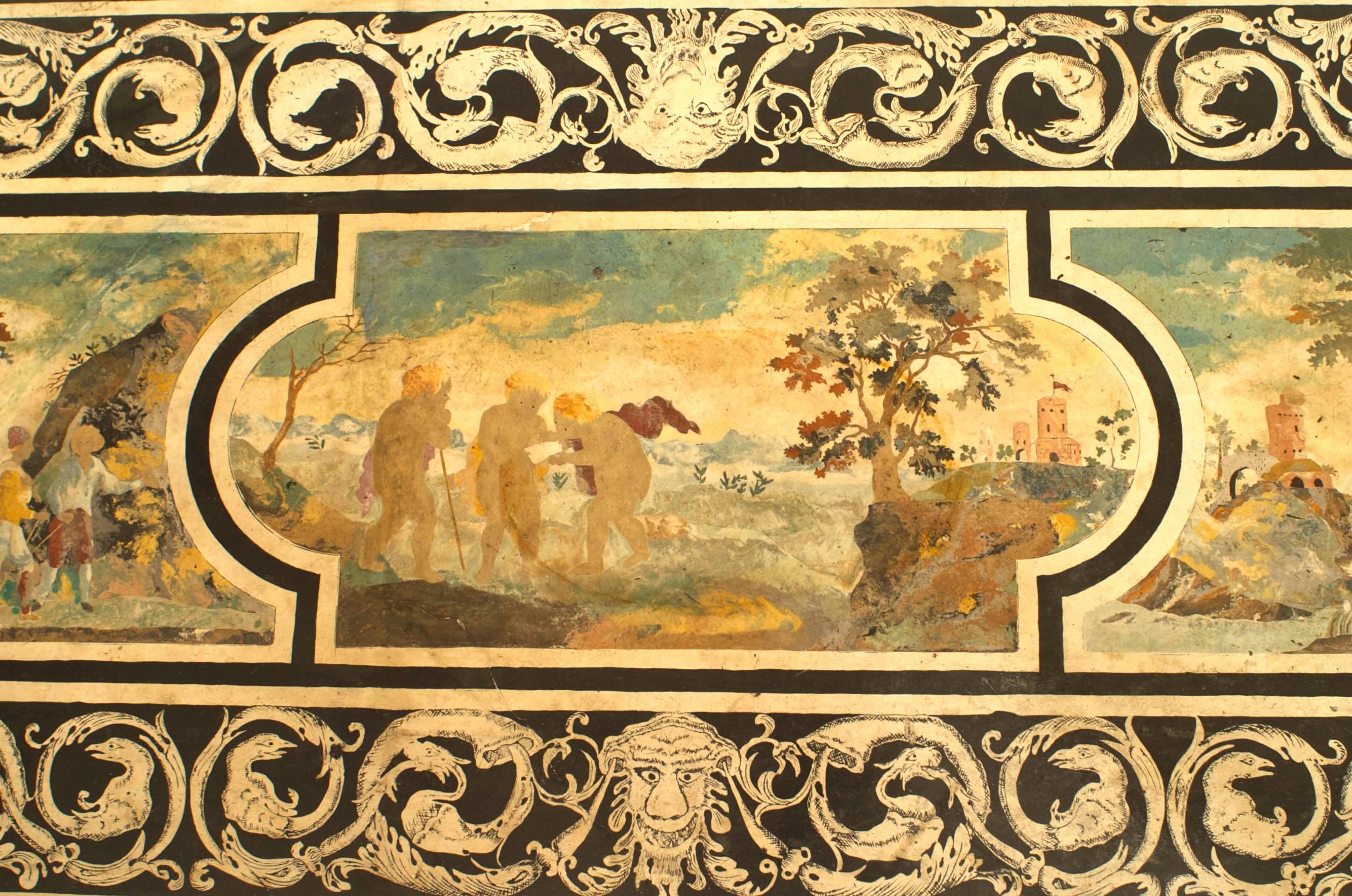 XVIIIe siècle Table basse italienne de style néoclassique de style Scagliola avec scène classique en vente