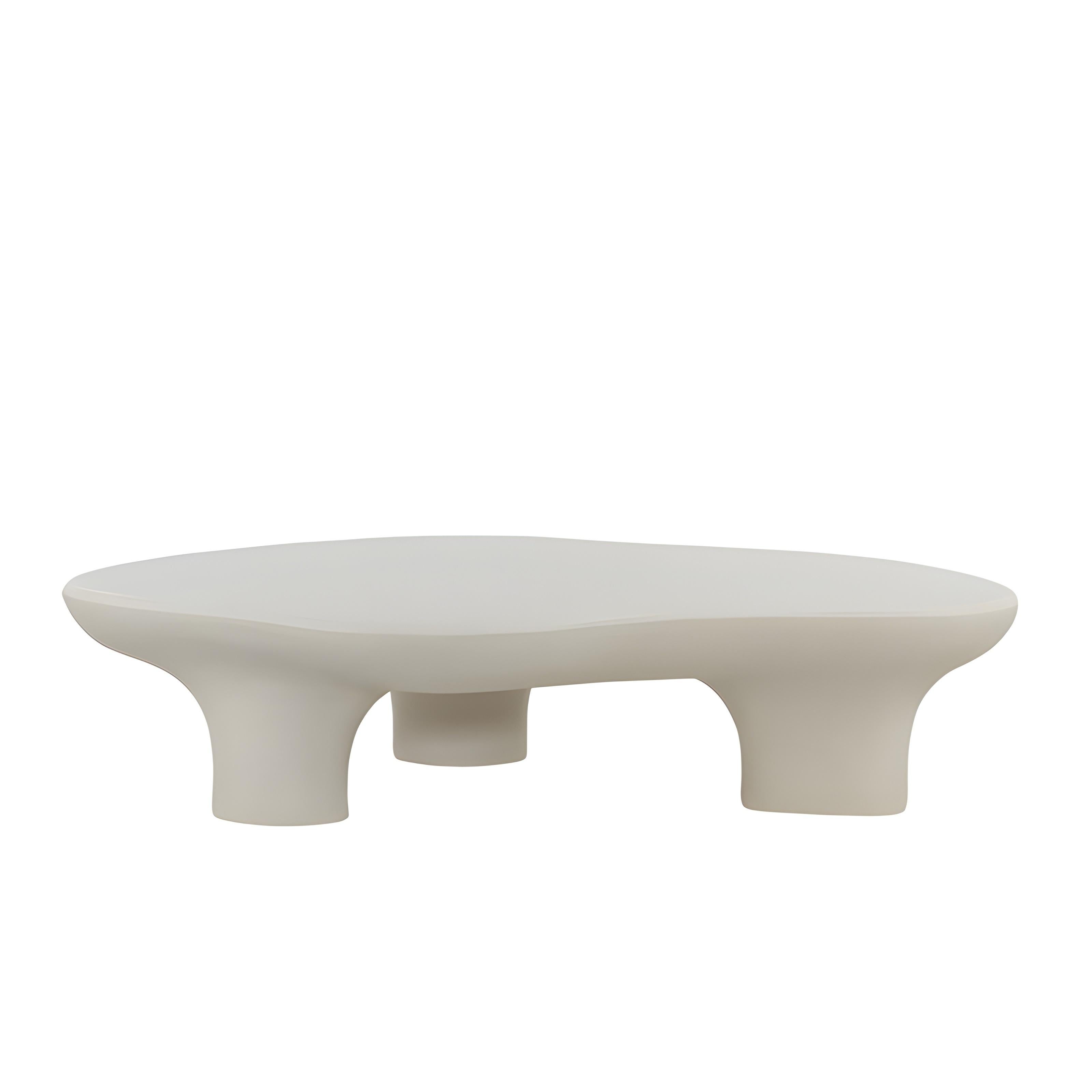 Hand-Crafted Contemporary Coffee Table with Amorphous Shape, Crafted from Wood with Plaster For Sale