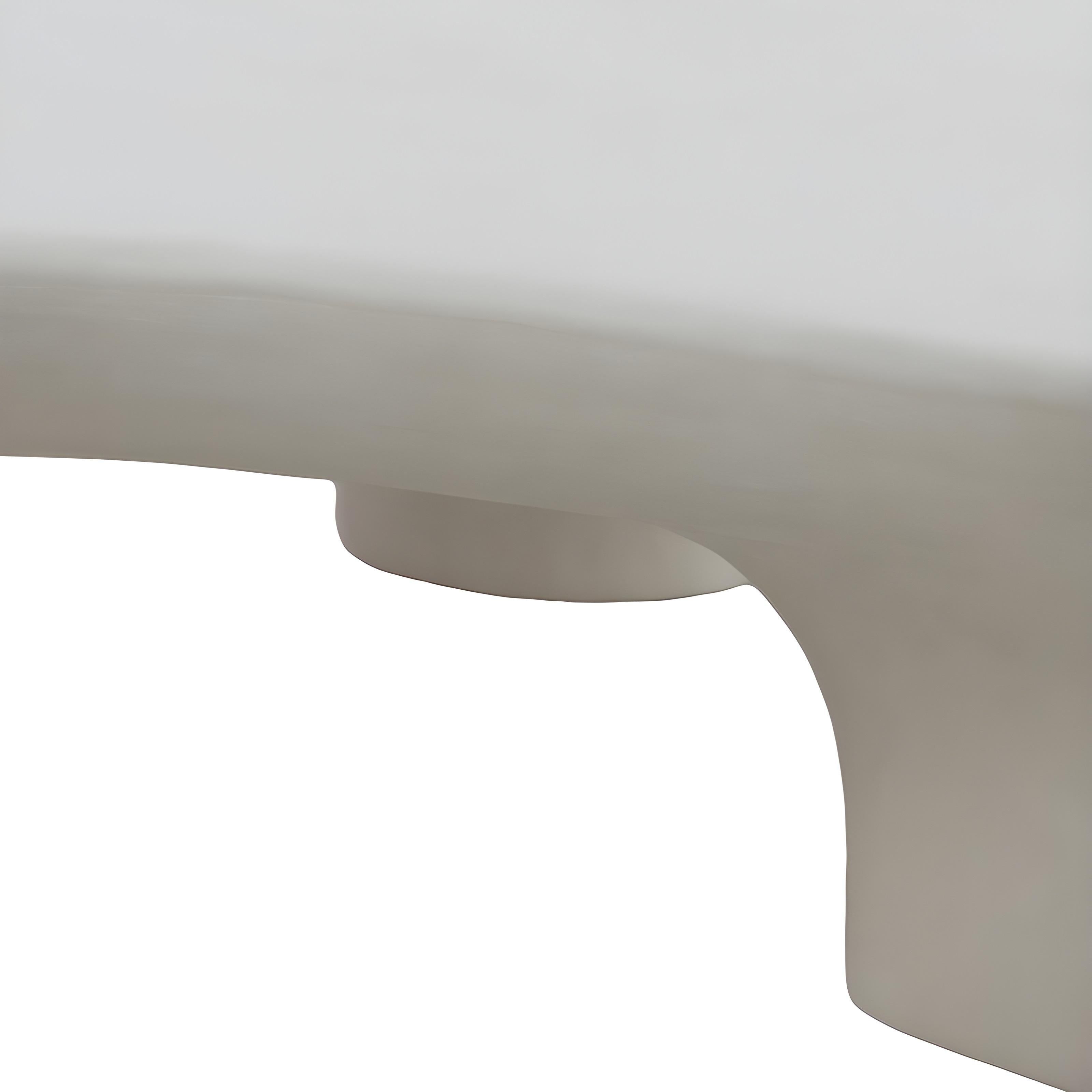 Contemporary Coffee Table with Amorphous Shape, Crafted from Wood with Plaster For Sale 1