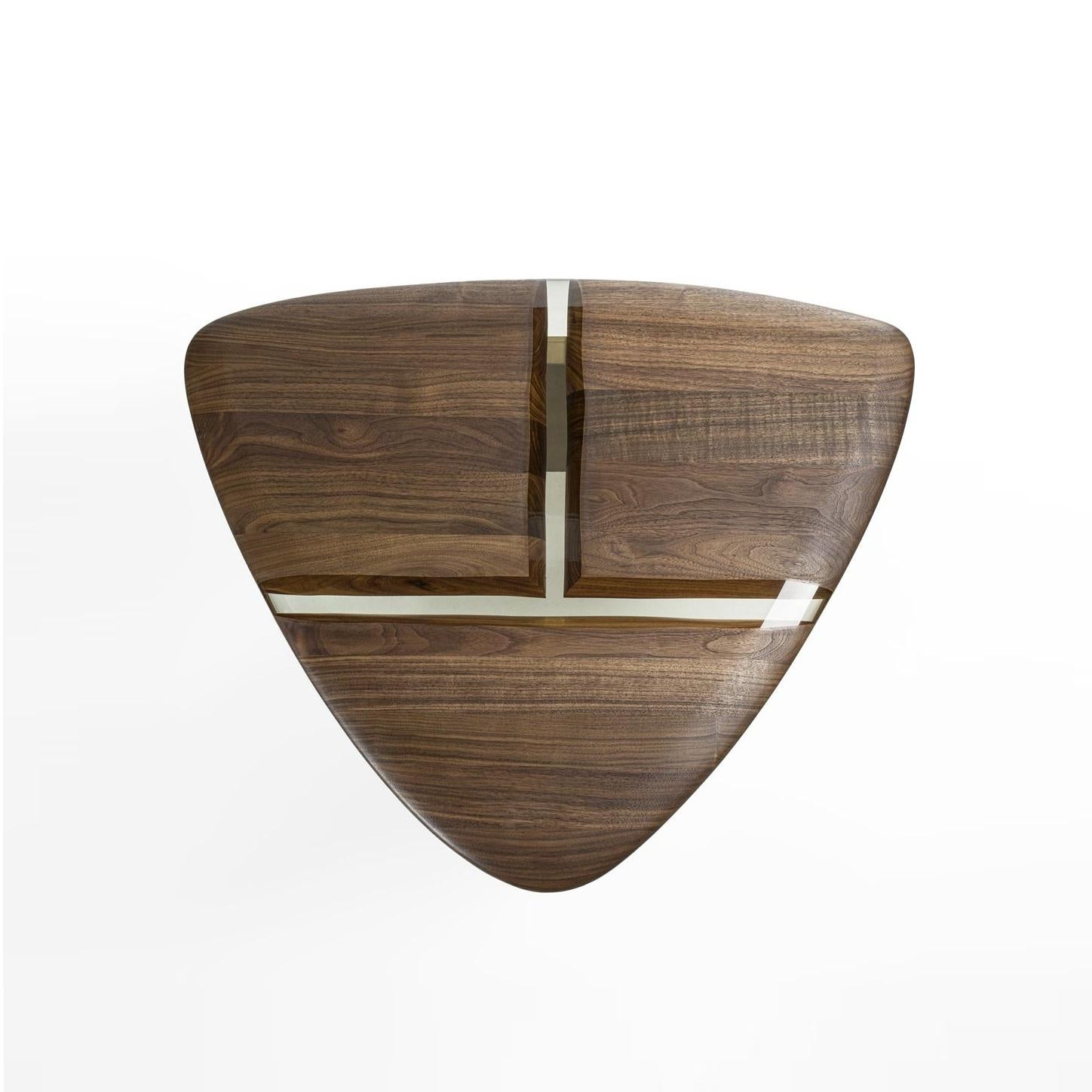 Metal Contemporary Coffee Table with Solid Wood Top and Brushed Aged Bronze Feet For Sale