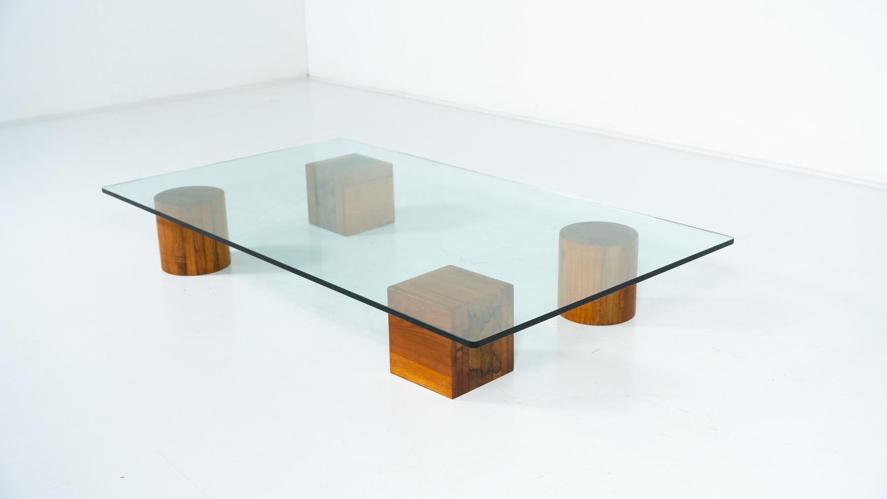 Contemporary Coffee Table, Wood and Glass, Italy For Sale 6