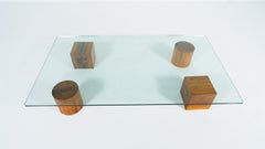 Table basse contemporaine, Wood et verre, Italie