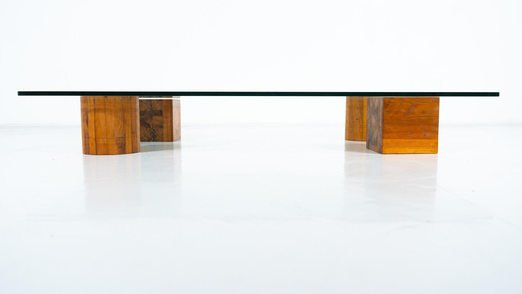 Contemporary Coffee Table, Wood and Glass, Italy For Sale 1