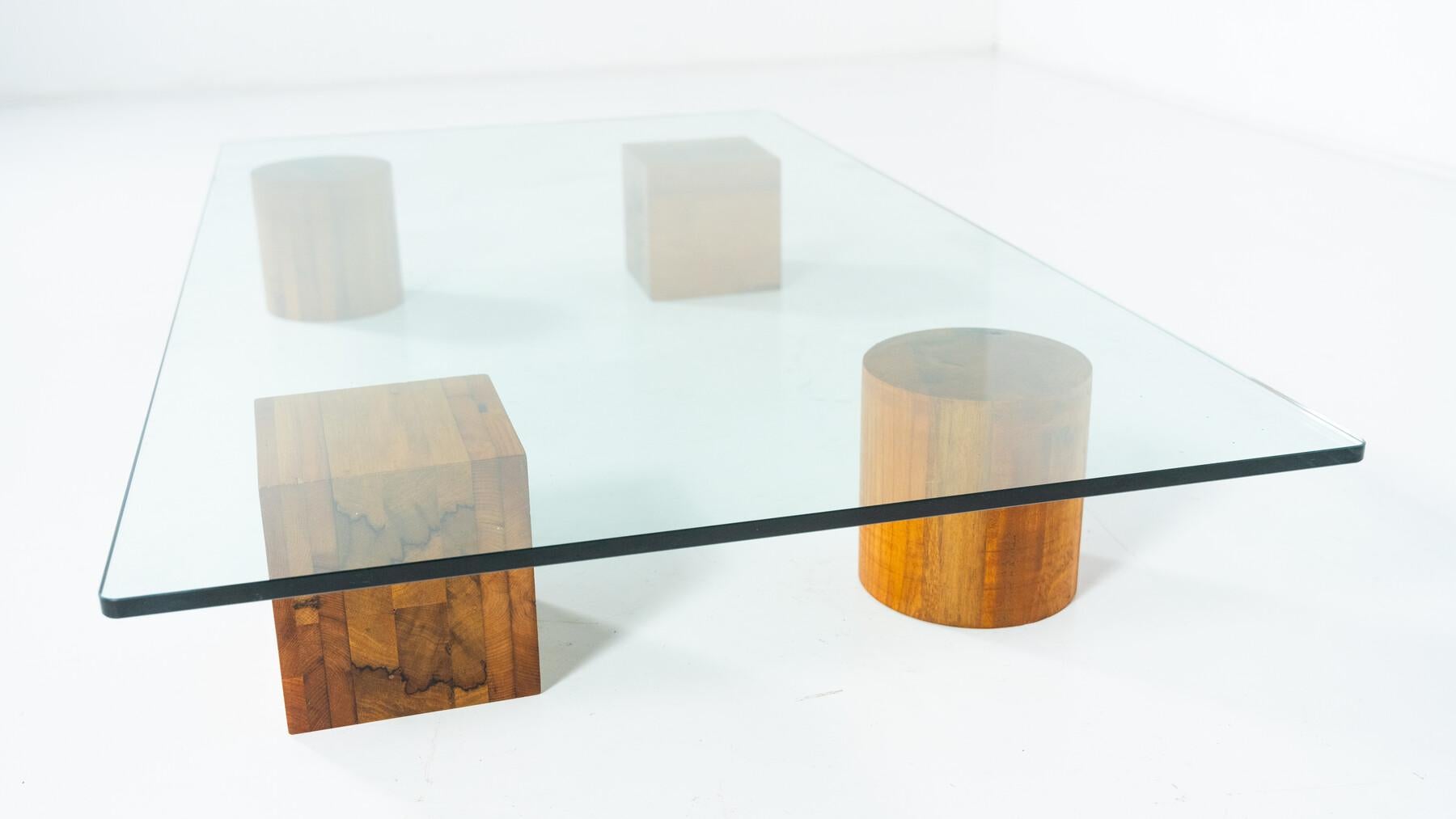 Contemporary Coffee Table, Wood and Glass, Italy For Sale 4