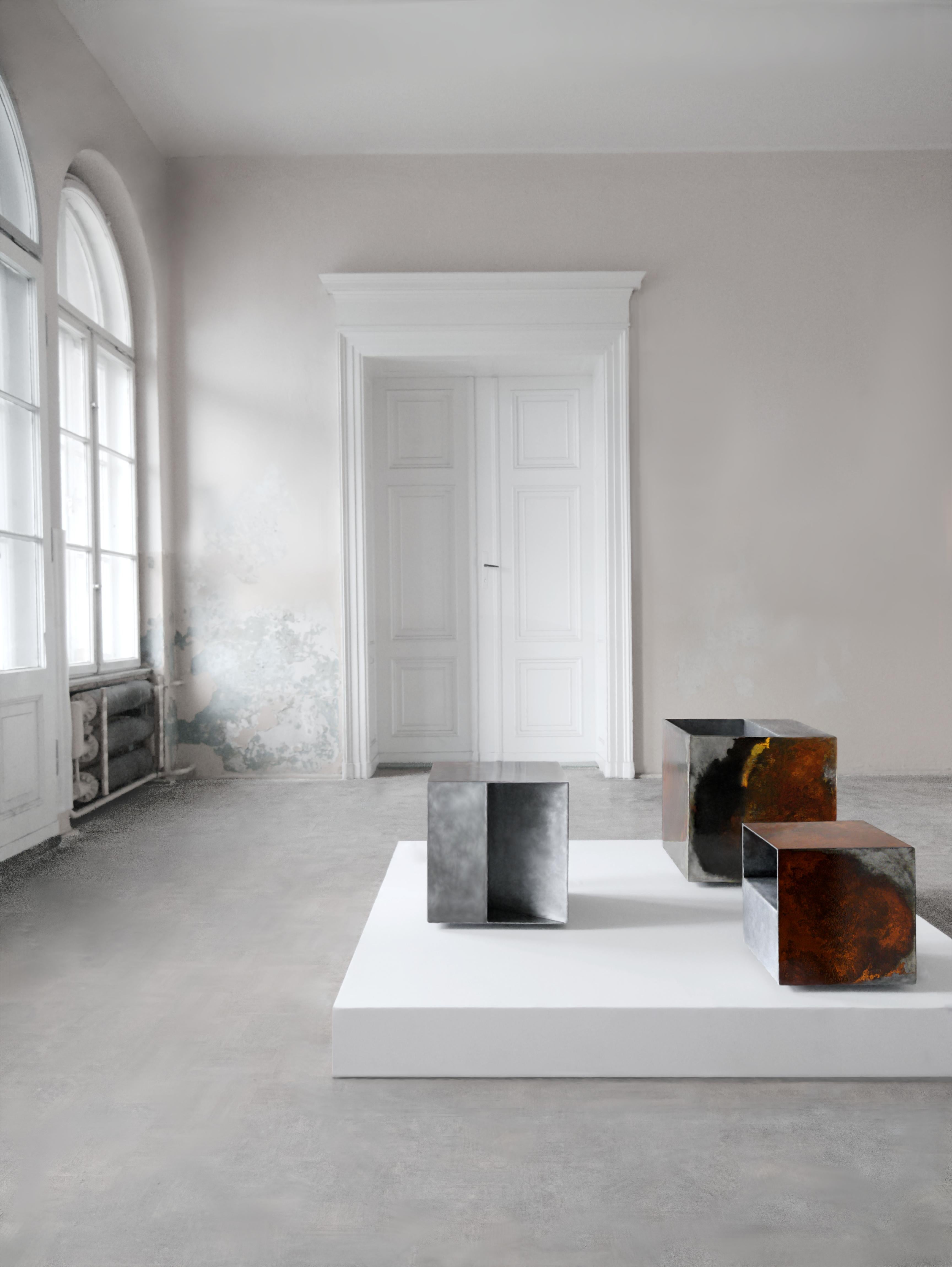 Brushed Contemporary Coffee Tables by Baker Street Boys, Raw Steel, Hand-Crafted Rust For Sale