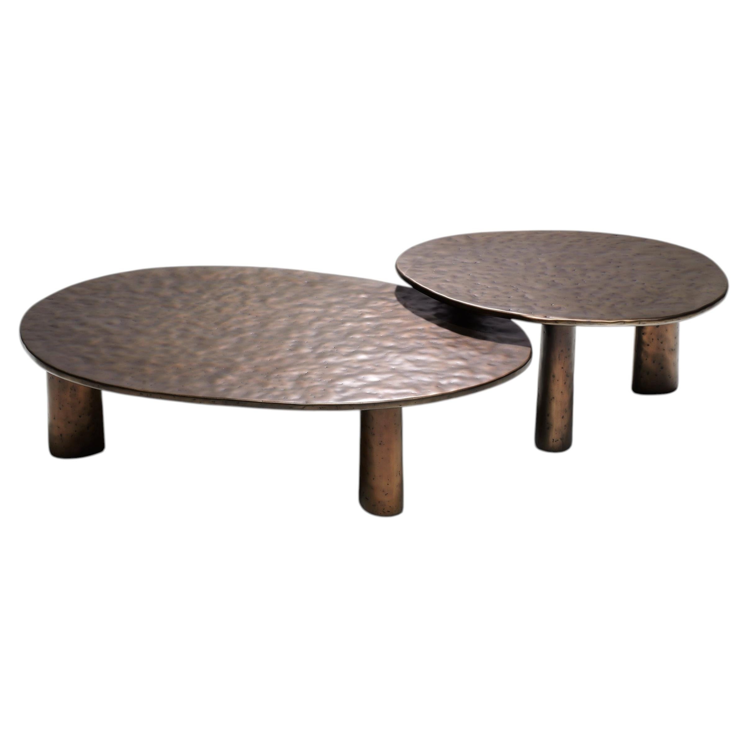 Contemporary Coffee Tables 'Charles', by LINTELOO, Set of 2 Bronze