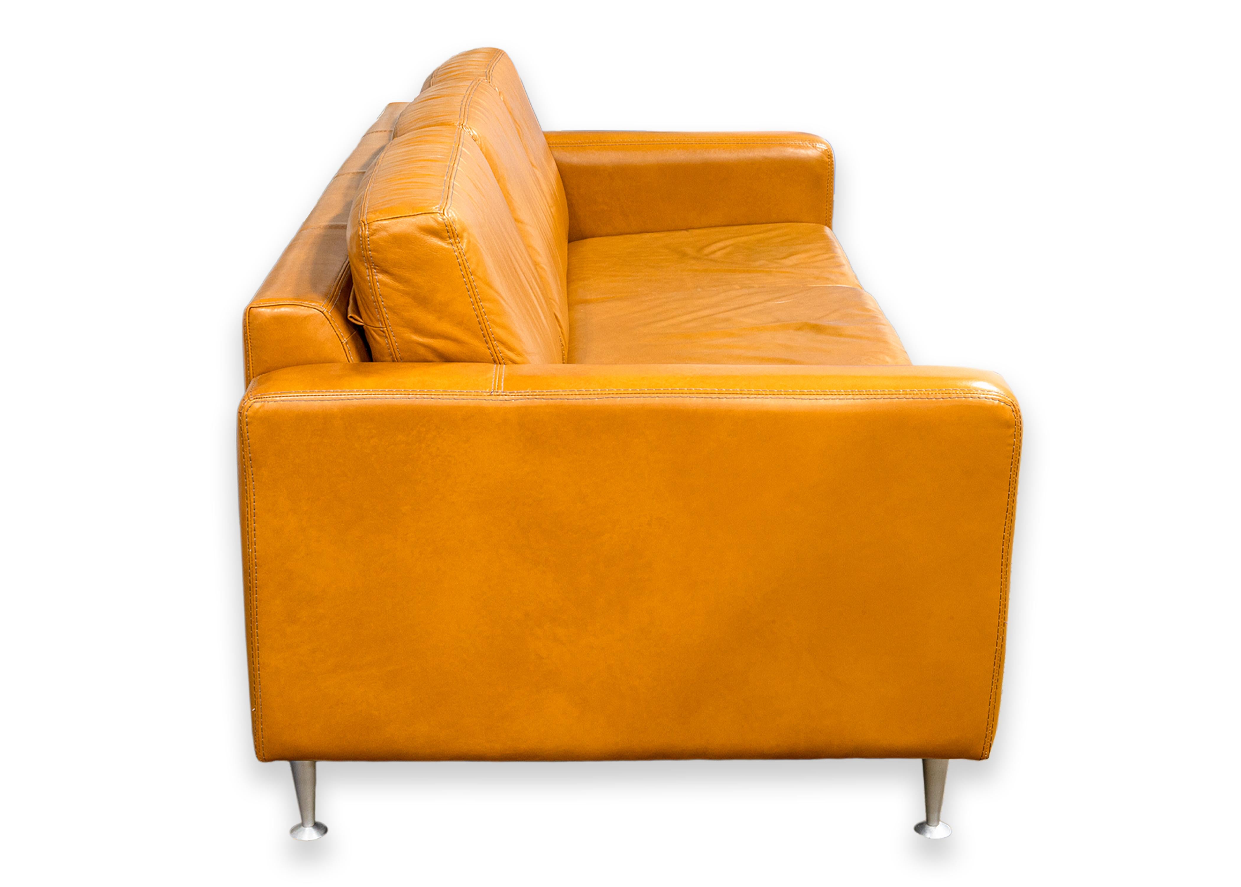 Contemporary Cognac Leather Sofa by Giuliano Giusta for Collezione Divani 3