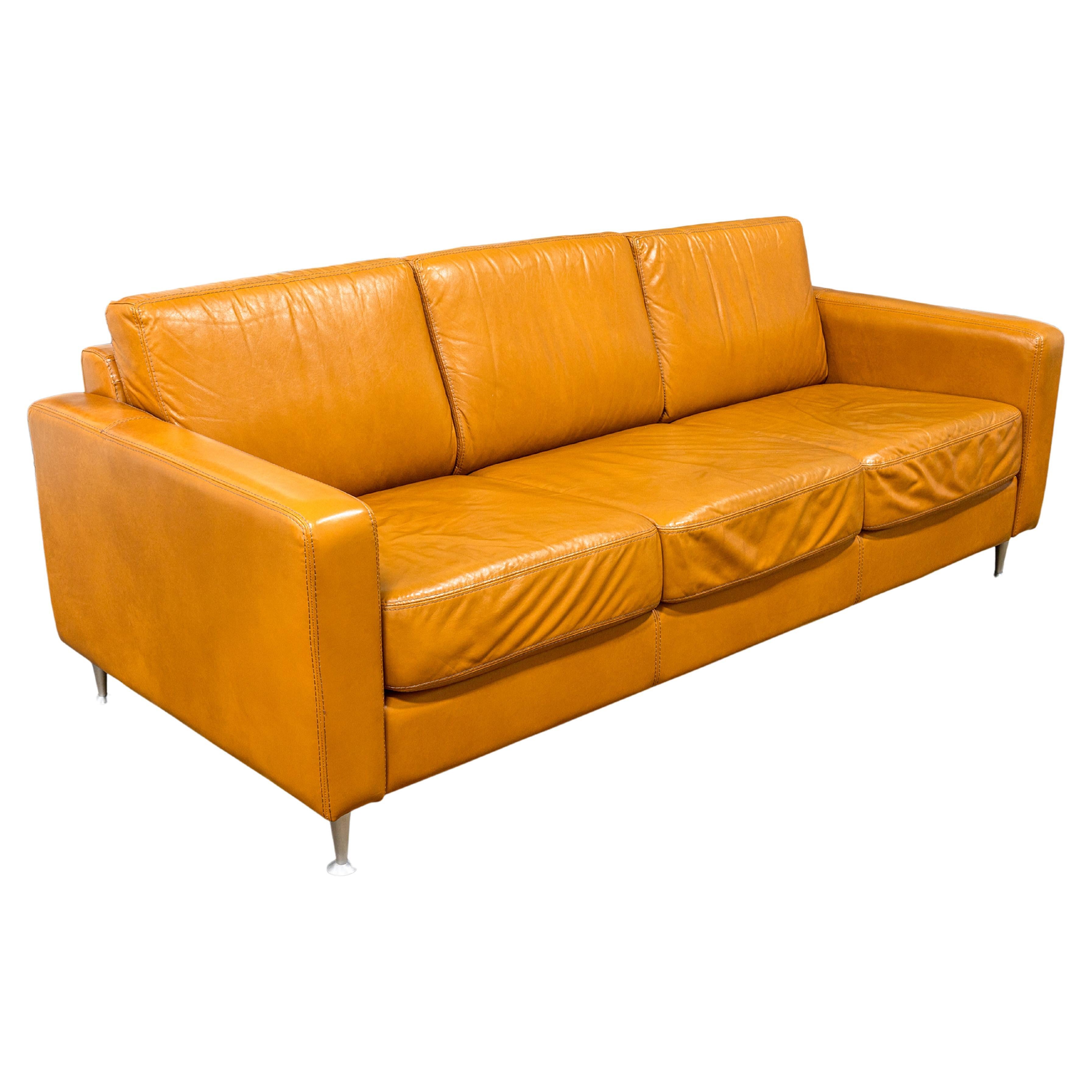 Contemporary Cognac Leather Sofa by Giuliano Giusta for Collezione Divani