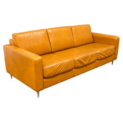 Contemporary Cognac Leather Sofa by Giuliano Giusta for Collezione Divani