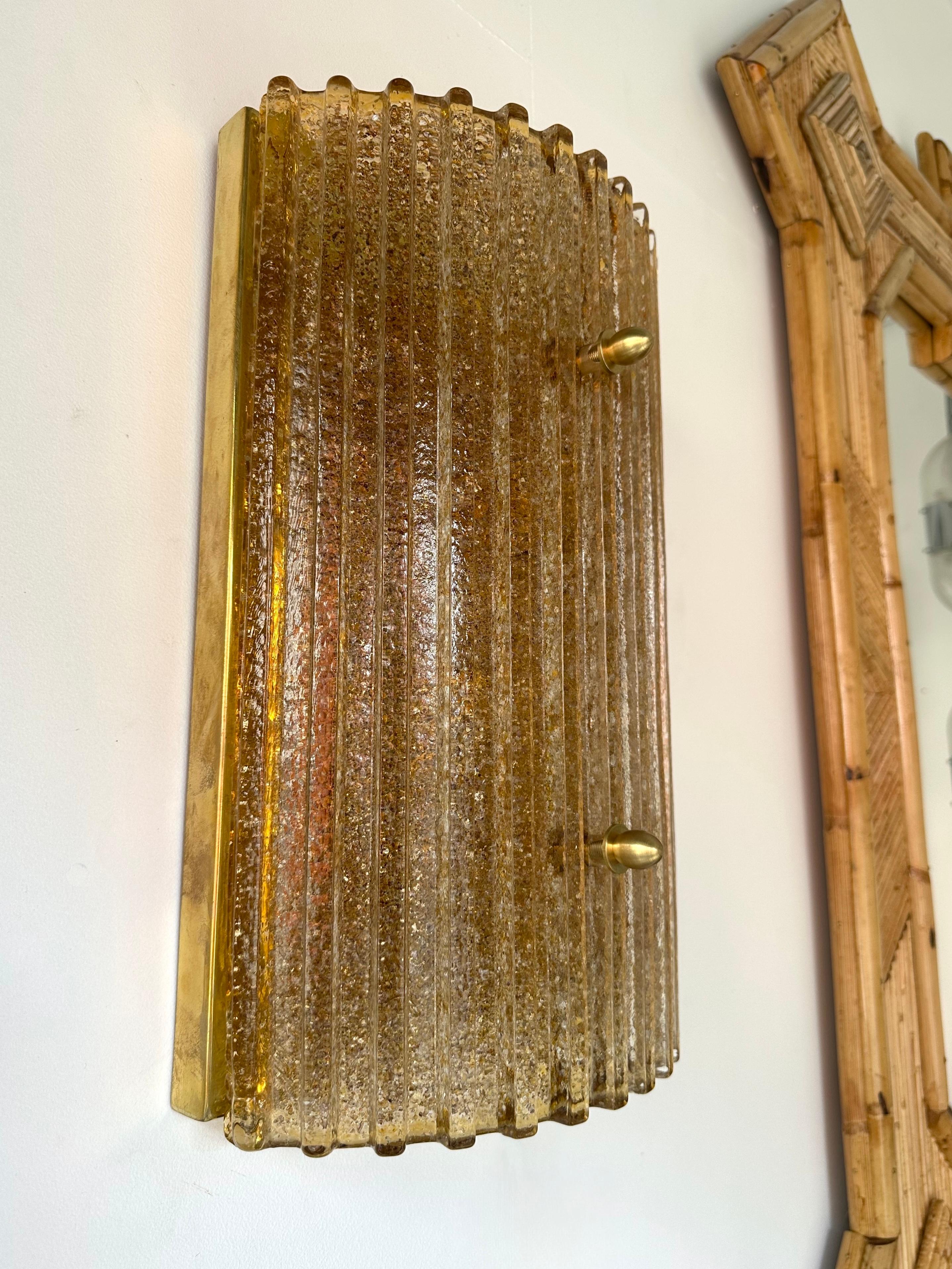 Lámpara contemporánea de cristal de Murano y latón Cola Gold Leaf Granita, Italia Moderno de mediados de siglo en venta