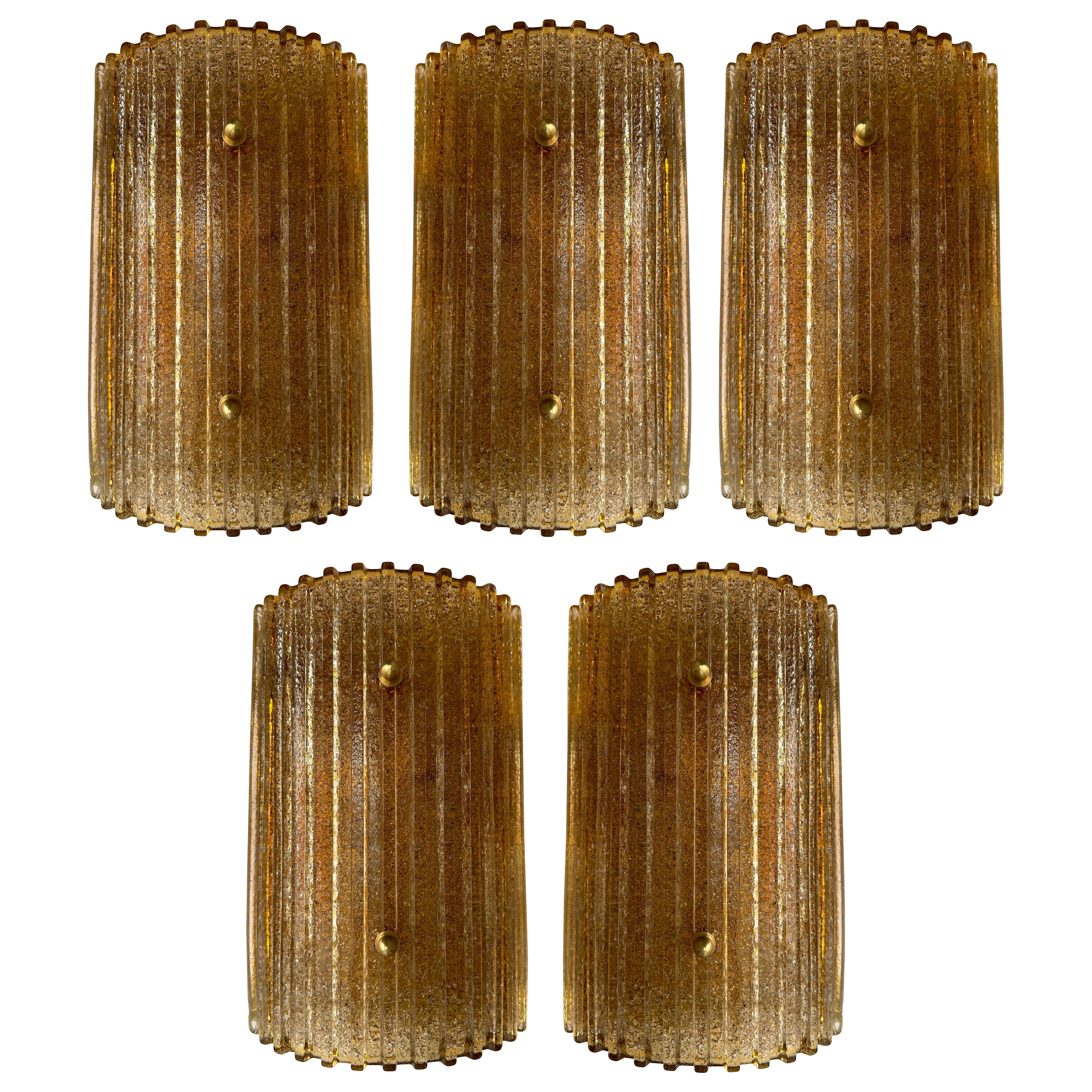 Lámpara contemporánea de cristal de Murano y latón Cola Gold Leaf Granita, Italia en venta