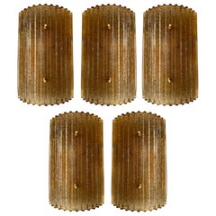 Contemporary Cola Gold Leaf Granita Murano Glass and Brass Sconce, Italy