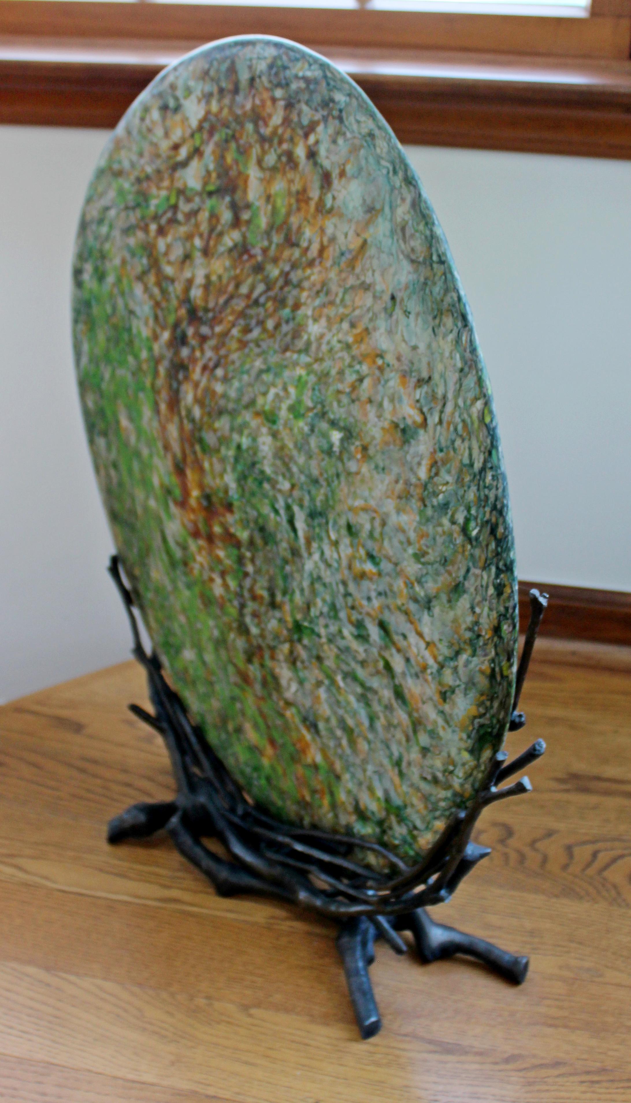 Contemporary Colin Heaney Signed Blown Sandblasted Glass Tectonic Plate