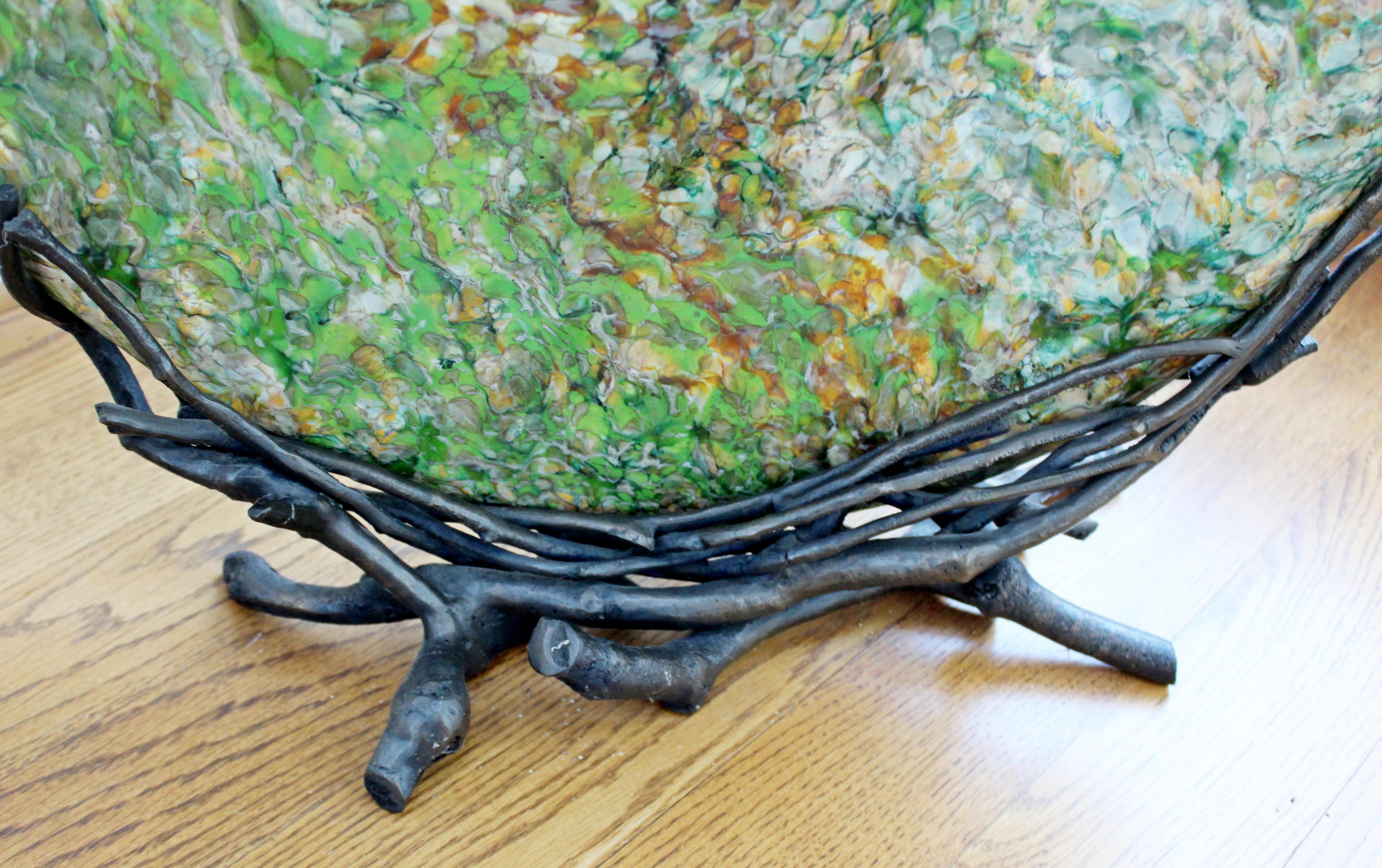 Contemporary Colin Heaney Signed Blown Sandblasted Glass Tectonic Plate