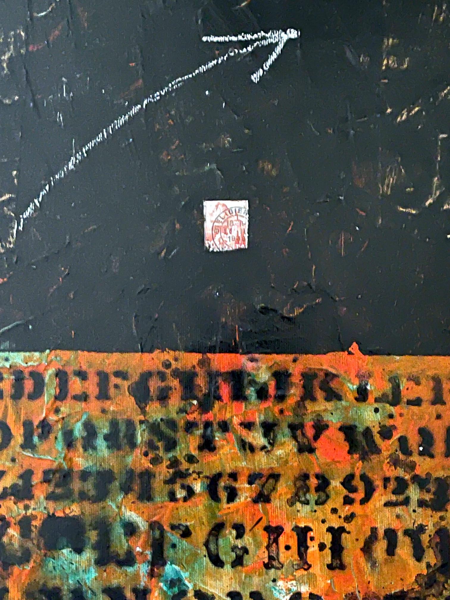 Peinture à l'huile contemporaine à l'huile au collage de Jean-Daniel Rohrer Bon état - En vente à Atlanta, GA