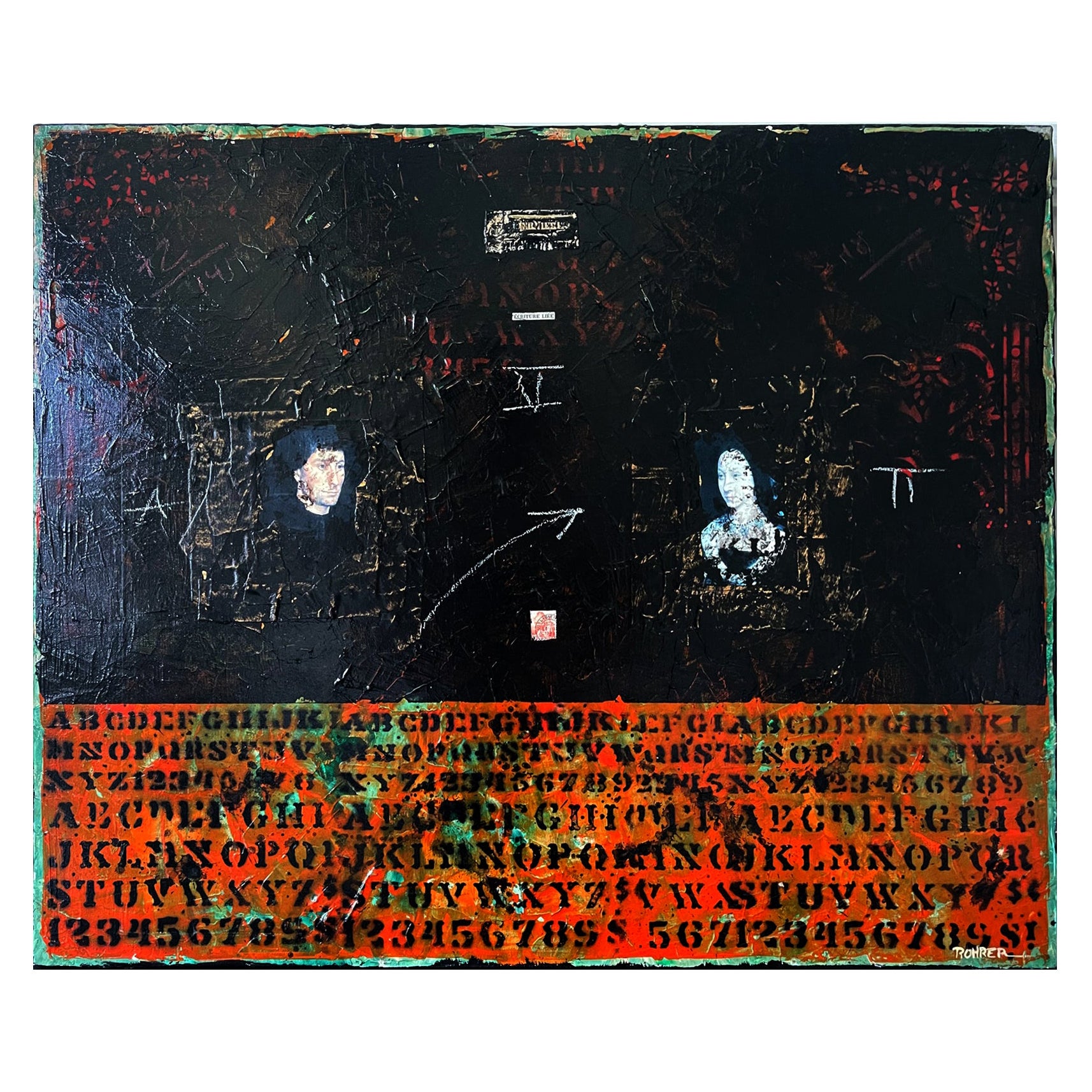 Zeitgenössisches Collage-Ölgemälde von Jean-Daniel Rohrer im Angebot