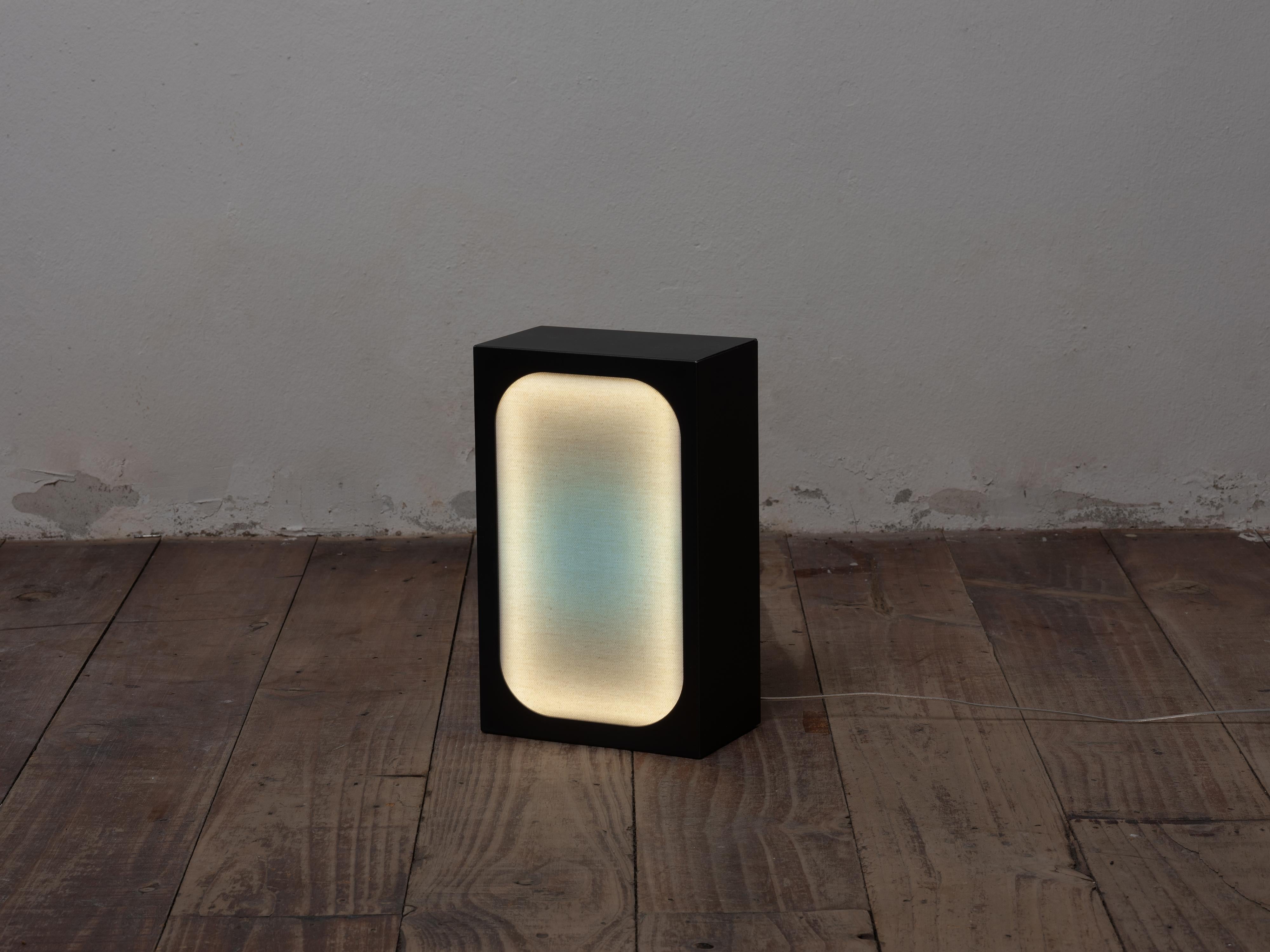 Modern Contemporary Colored Table Lamp, Blue over Gray, Baechae Series by Atelier Jun For Sale