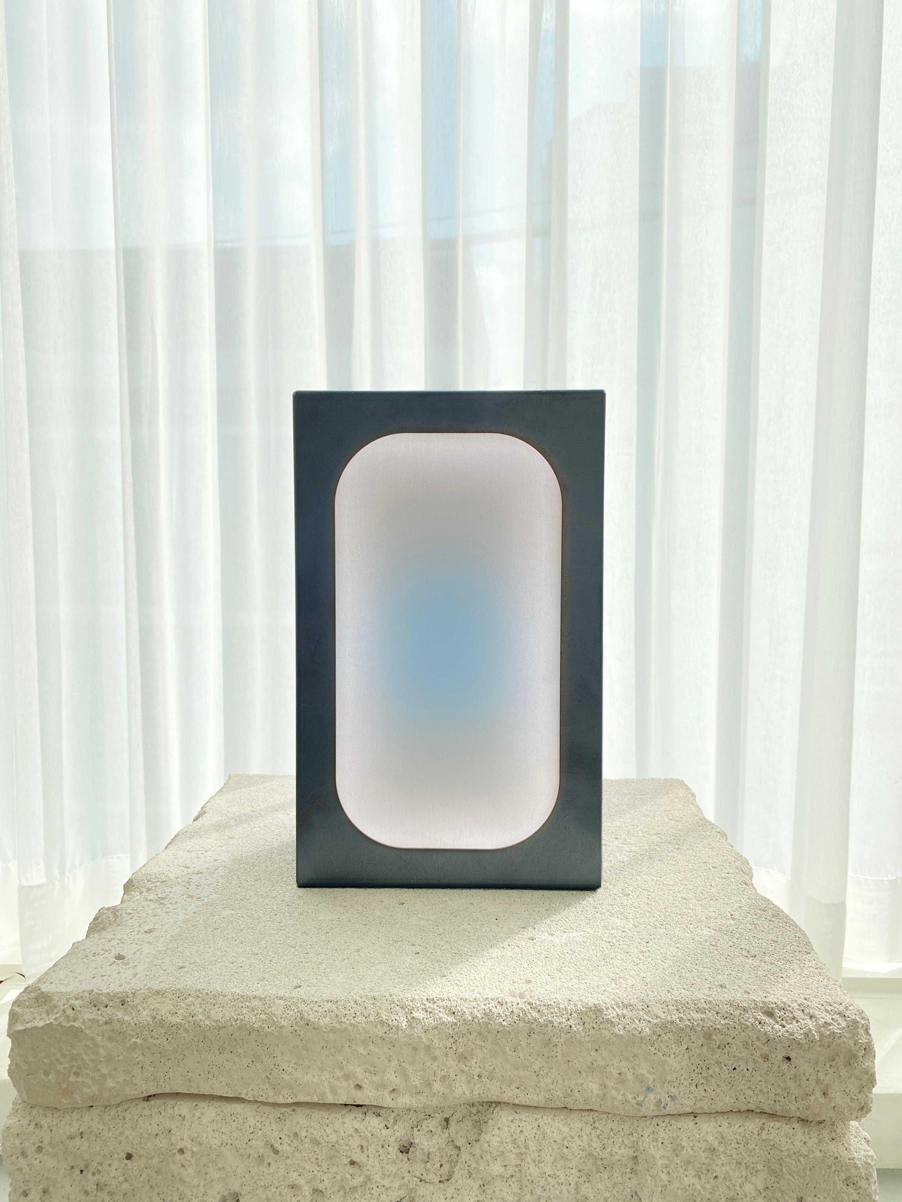 South Korean Contemporary Colored Table Lamp, Blue over Gray, Baechae Series by Atelier Jun For Sale