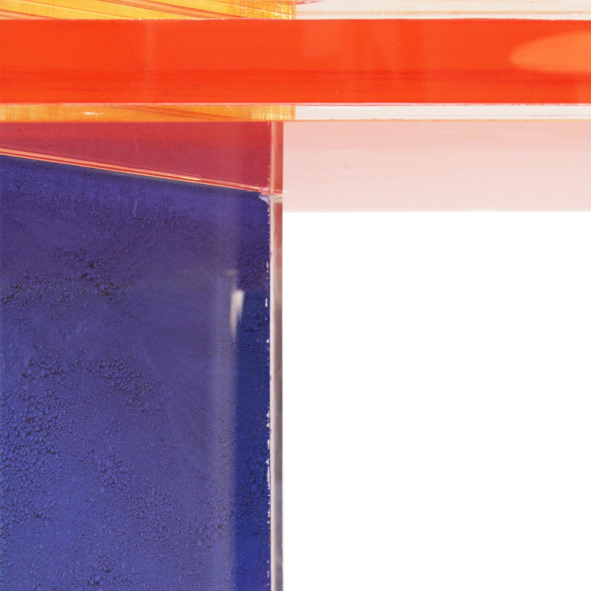 Contemporary Orange, Yellow and Blue in Plexiglass Console Designed by La Studio For Sale 4