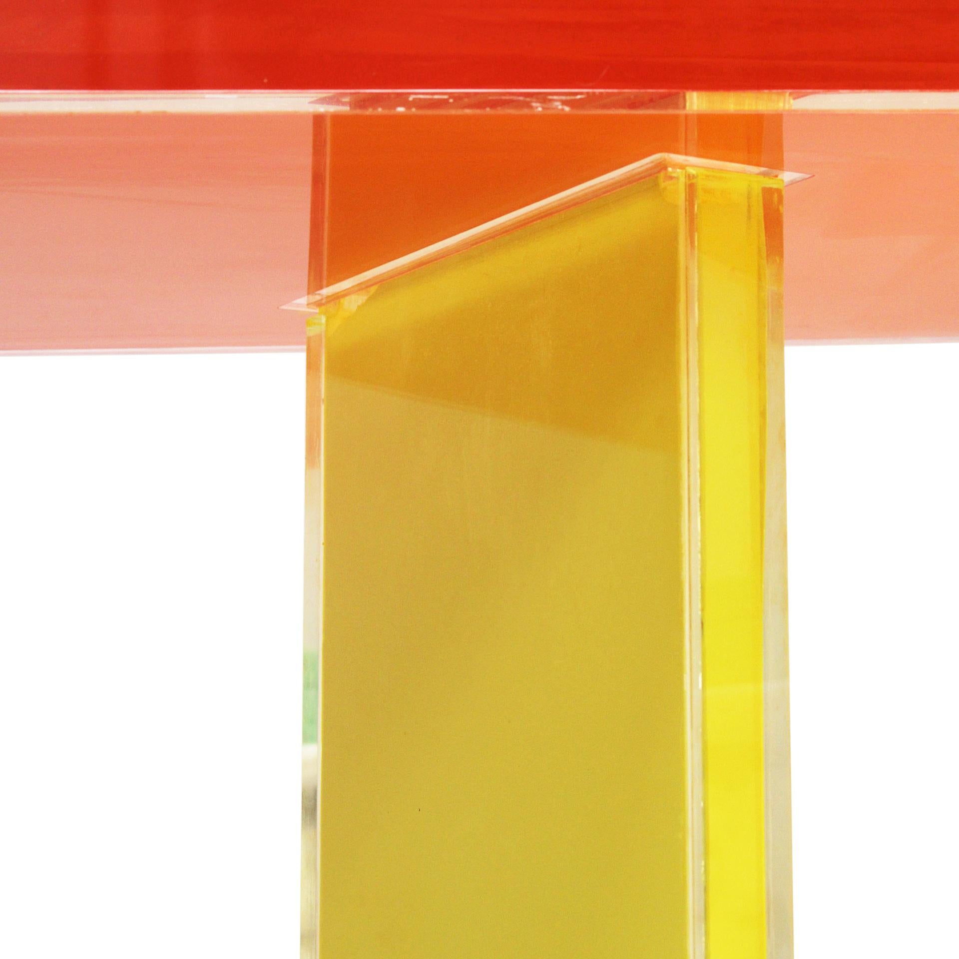 Contemporary Orange, Yellow and Blue in Plexiglass Console Designed by La Studio For Sale 6