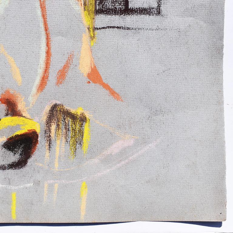 Zeitgenössische farbenfrohe Aktkreideskizze von Frauen um 1960 Signierte Kugel (Bauhaus) im Angebot