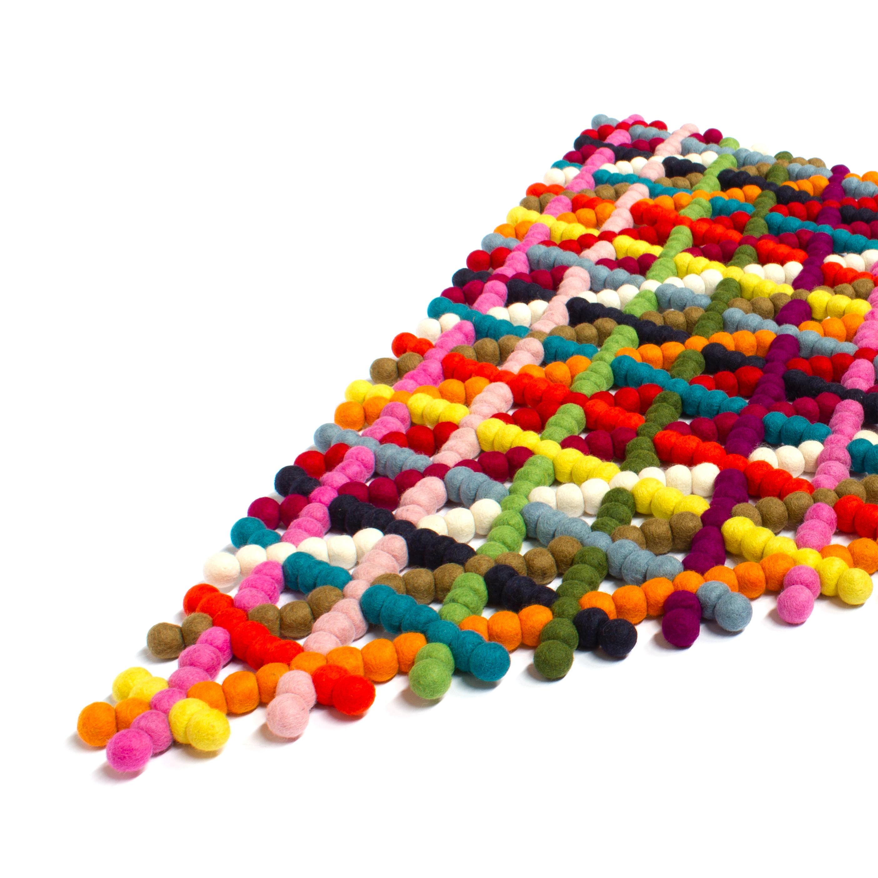 Hand-Crafted Contemporary Colorful One of a kind Wool Felt Rug  For Sale