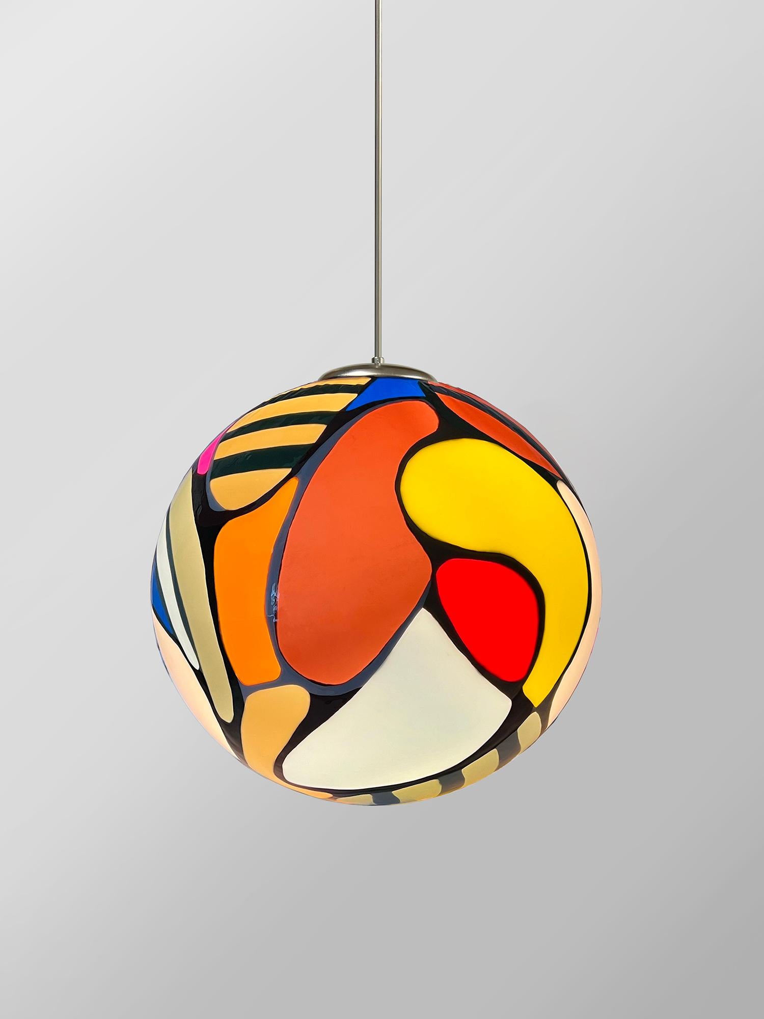 American Contemporary Colorful Prism Meta Pendant Light by Elyse Graham For Sale