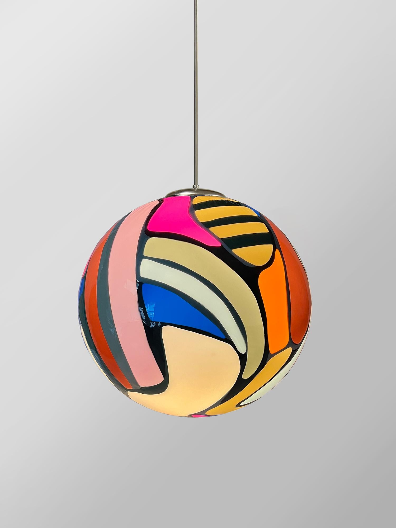 Cast Contemporary Colorful Prism Meta Pendant Light by Elyse Graham For Sale
