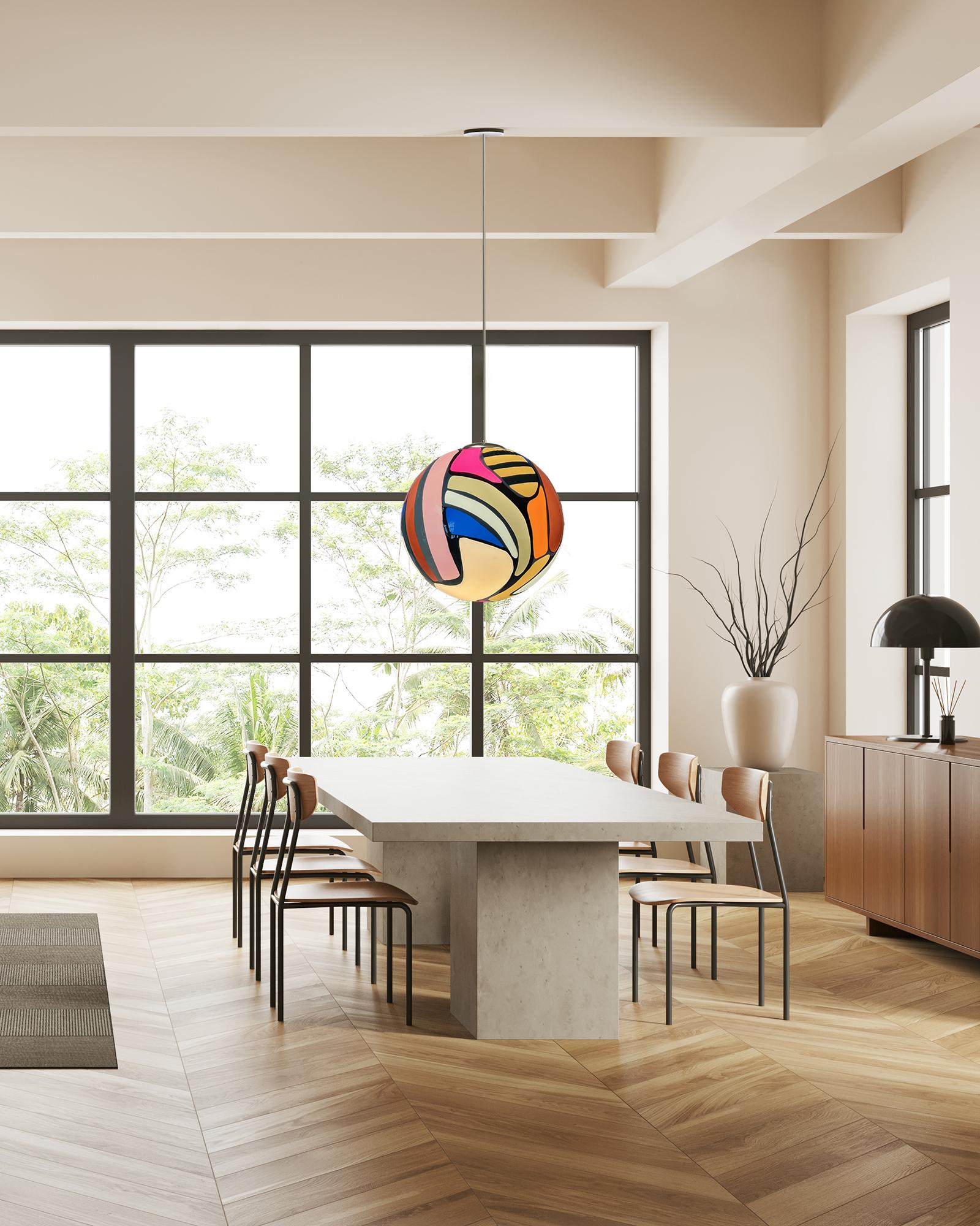 Resin Contemporary Colorful Prism Meta Pendant Light by Elyse Graham For Sale