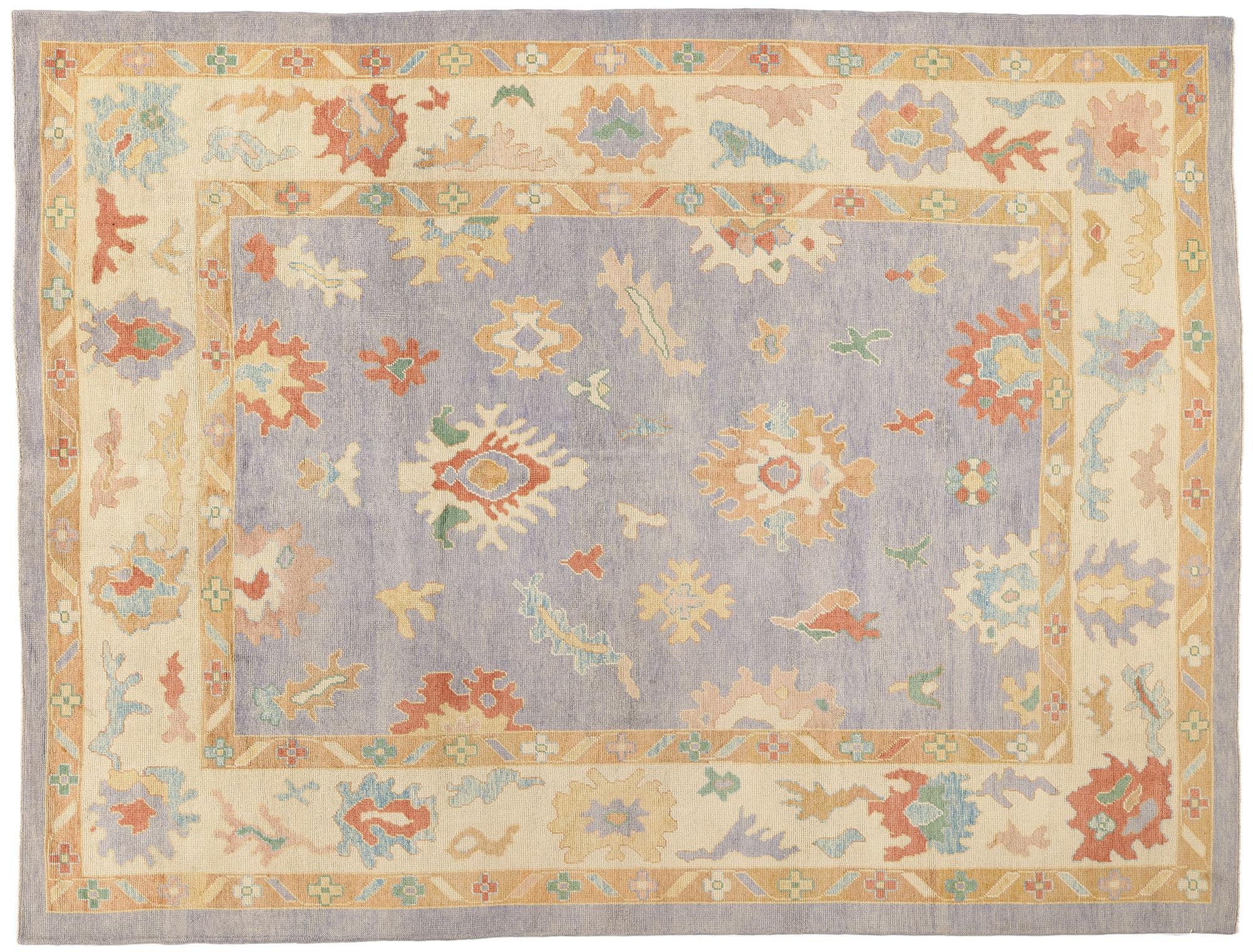 Contemporary Colorful Turkish Oushak Rug For Sale 2