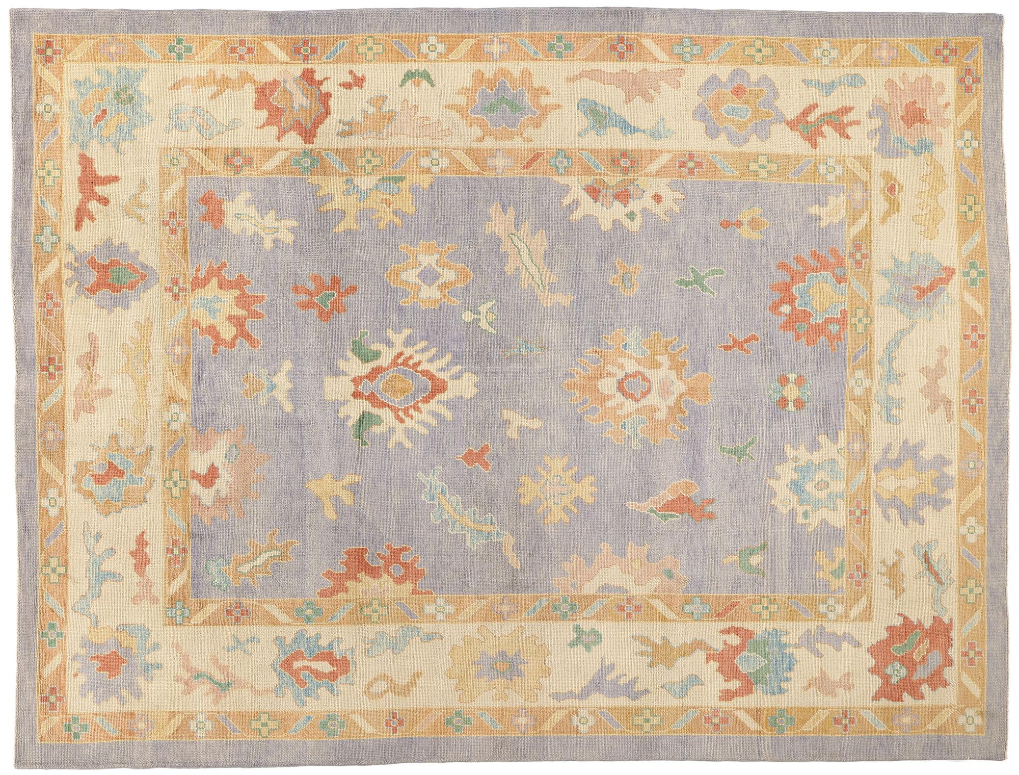 Tapis Oushak turc contemporain aux couleurs vives en vente 3