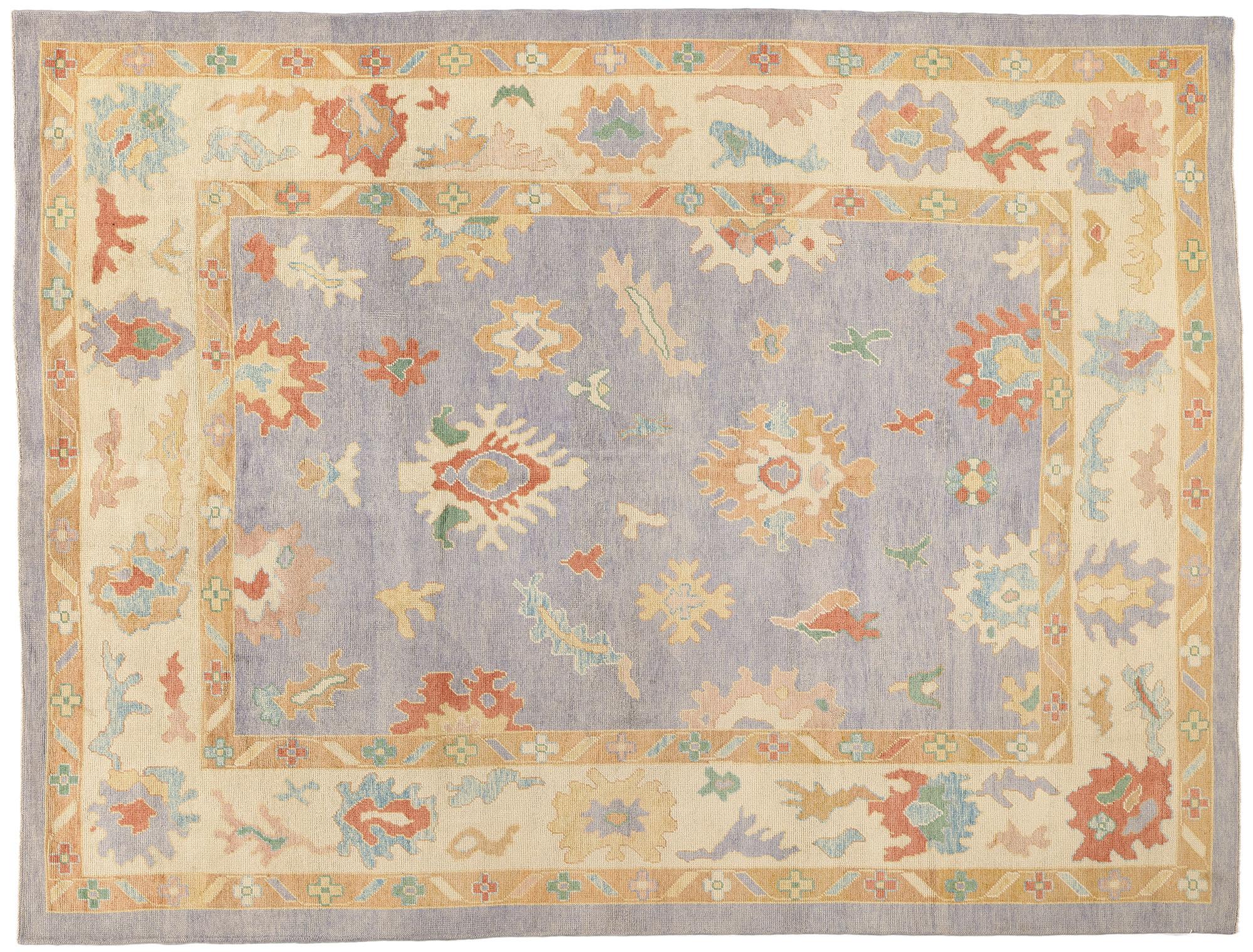 Tapis Oushak turc contemporain aux couleurs vives en vente 3