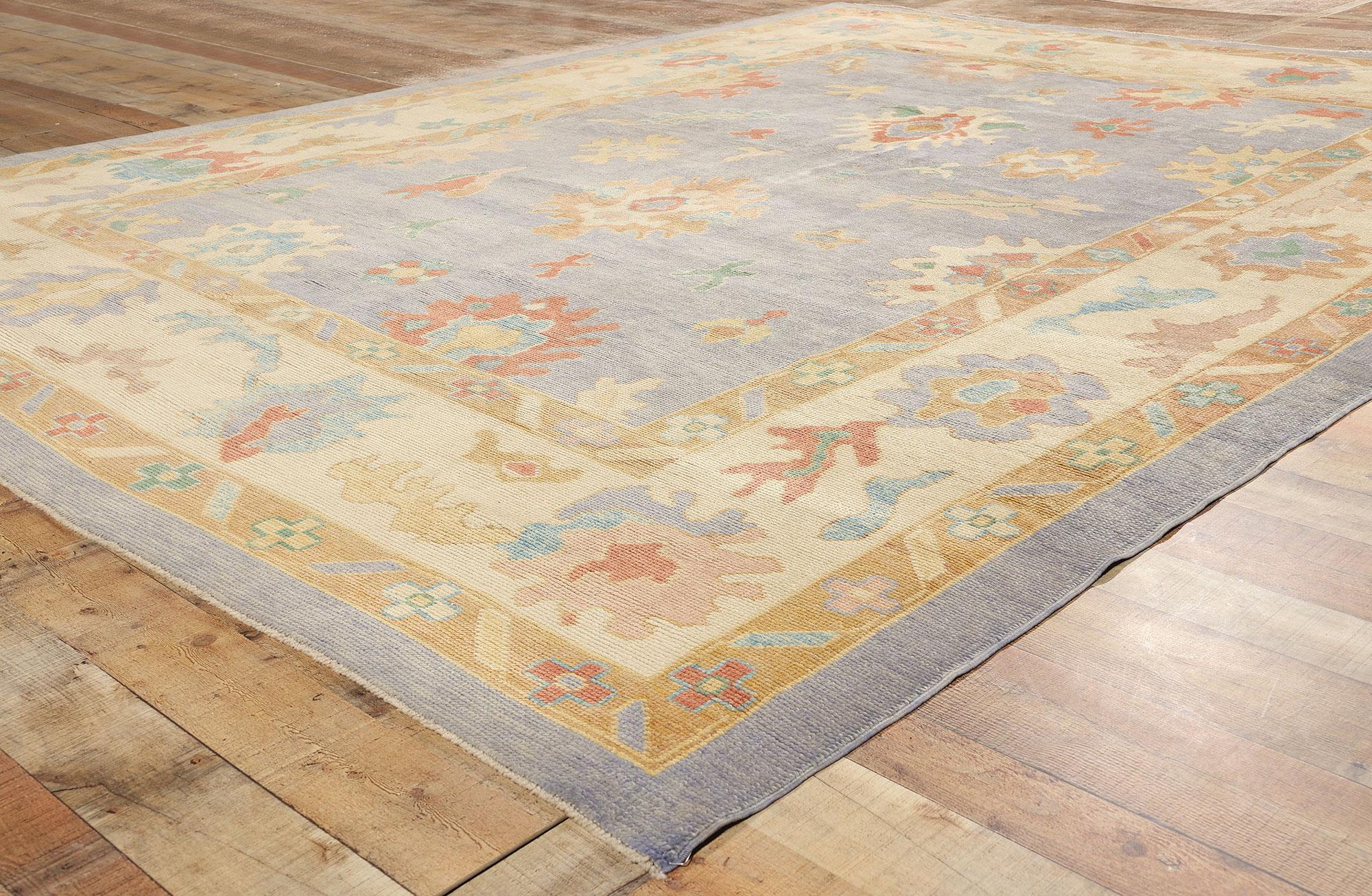 Contemporary Colorful Turkish Oushak Rug In New Condition For Sale In Dallas, TX