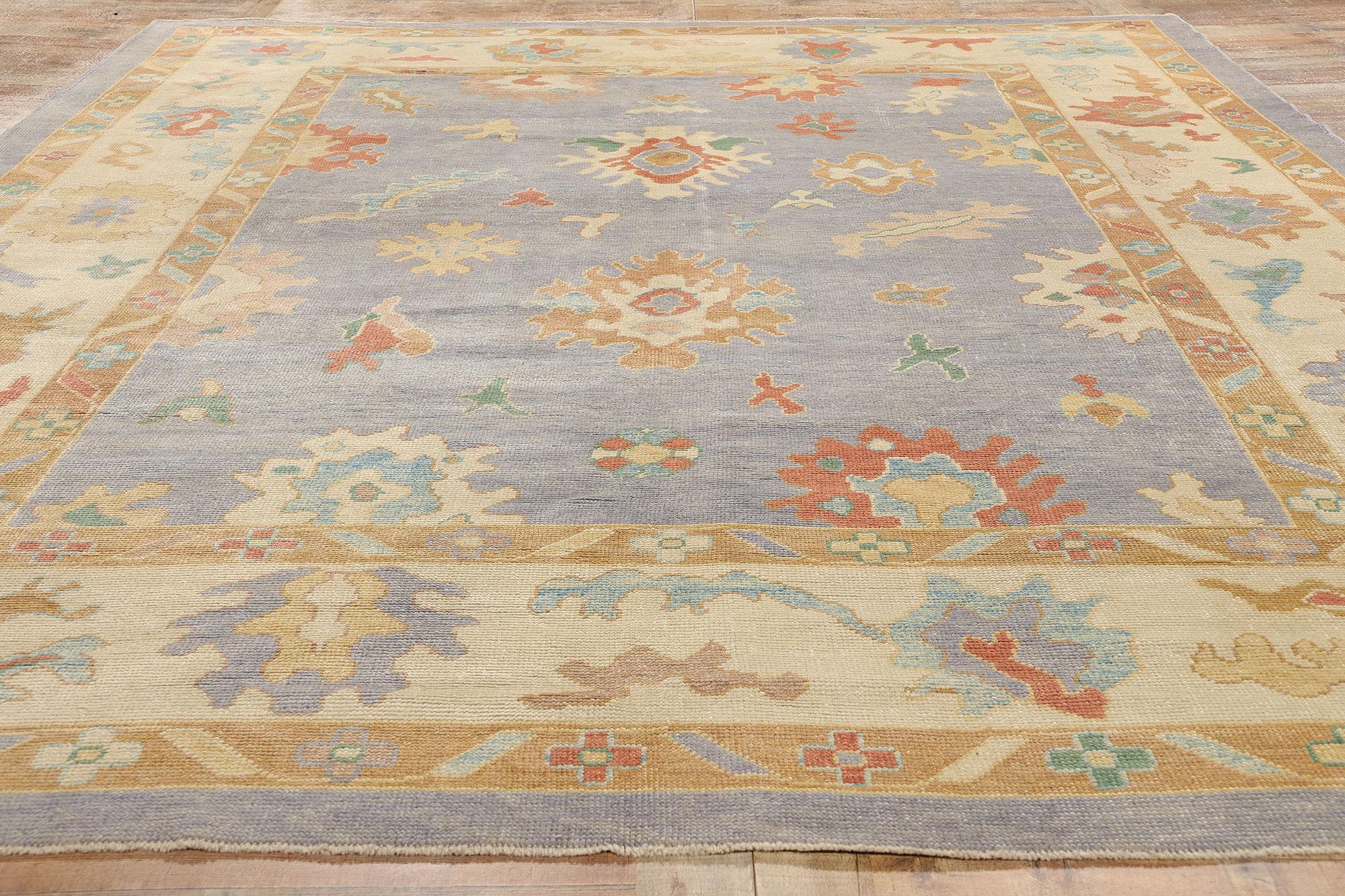Wool Contemporary Colorful Turkish Oushak Rug For Sale