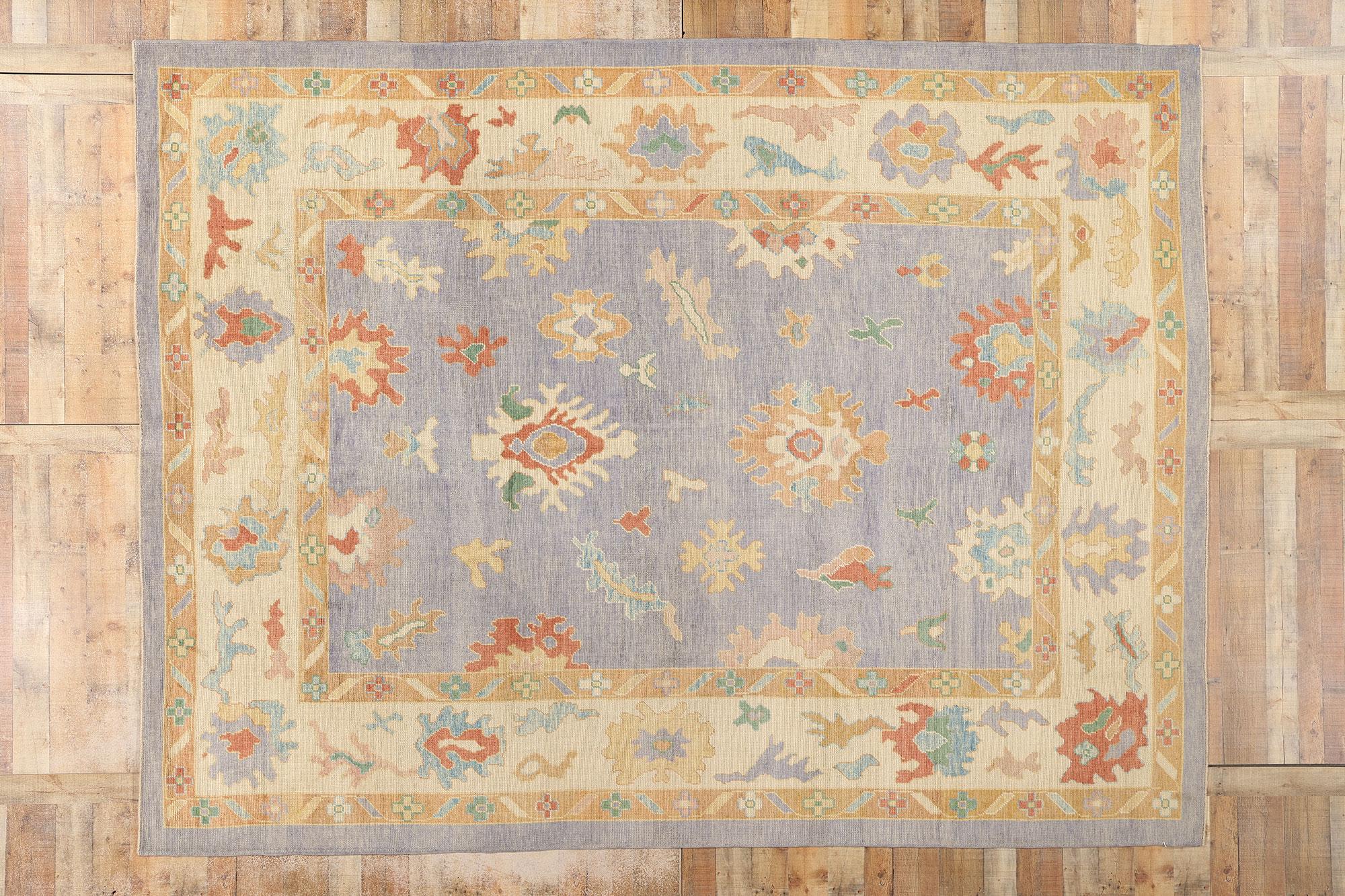 Contemporary Colorful Turkish Oushak Rug For Sale 1