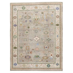 Tapis Oushak turc contemporain aux couleurs vives